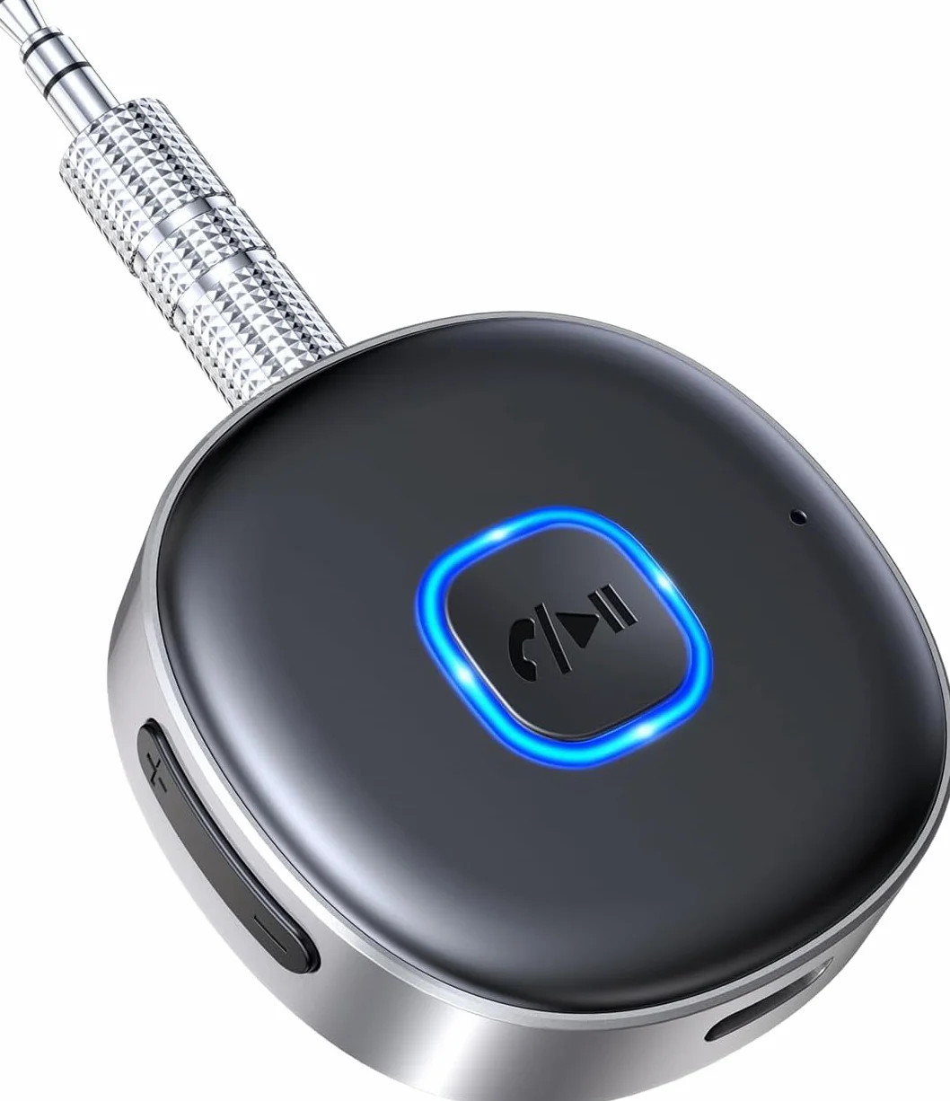 Mohard Ricevitore Bluetooth 5.3, Mini Aux Bluetooth Auto per Stereo/Cuffie Cablate/Altoparlante, Jack 3.5 mm Adattatore Amplificatori, 16 Ore di Riproduzione, Chiamate in Vivavoce, Connessione Doppia