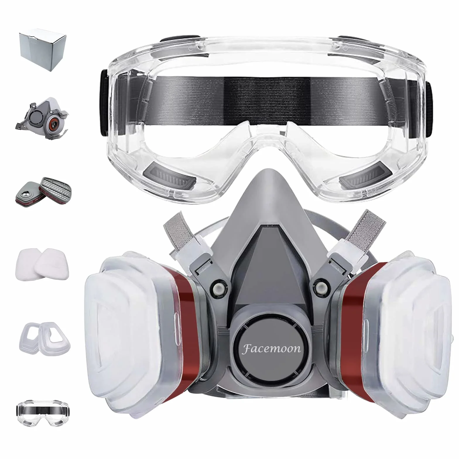 Facemoon Maschera Antipolvere Antigas Respiratoria per Verniciatura, Prodotti Chimici, Vapori Organici