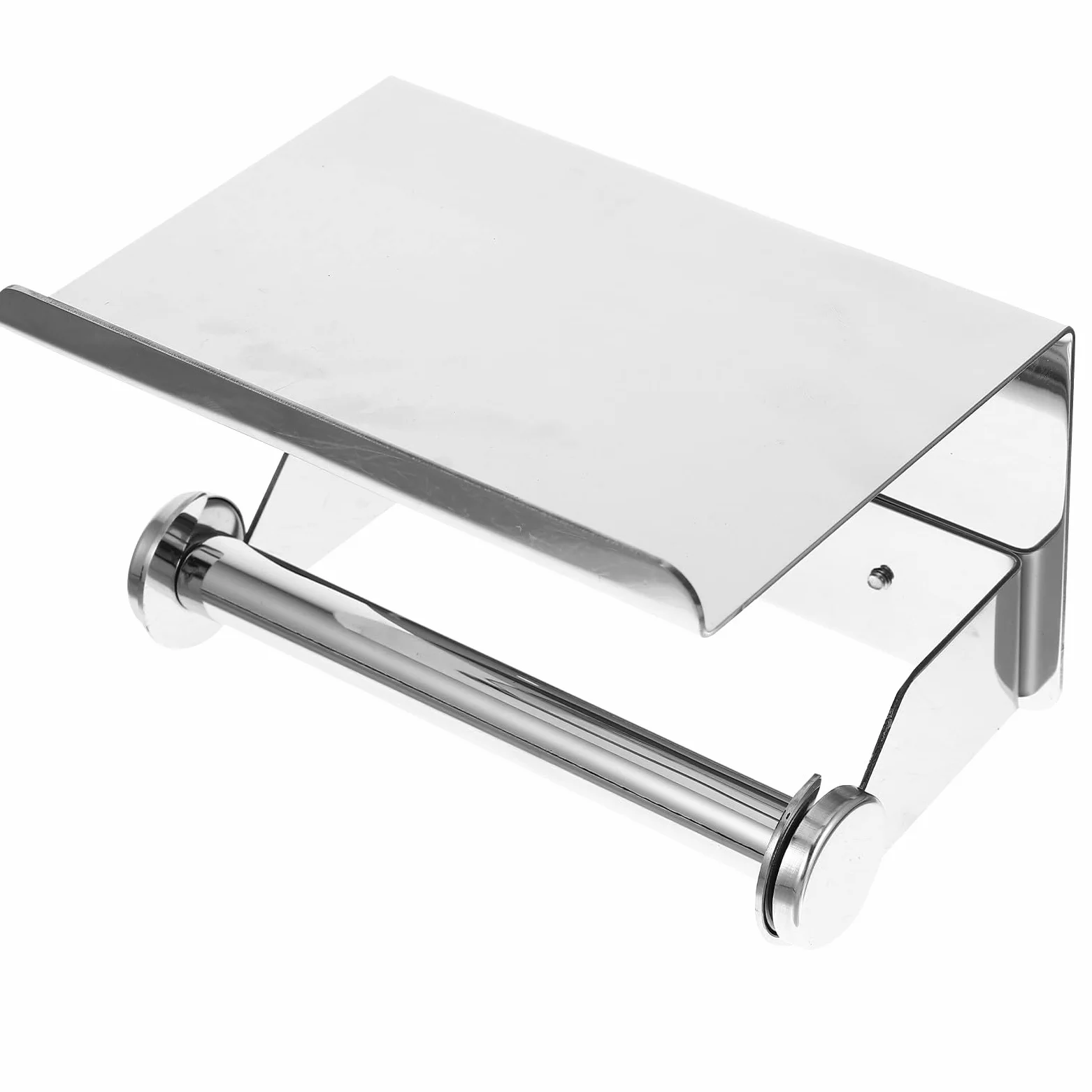 Portarotolo da Bagno in Acciaio Inox 304 con Ripiano | Montaggio a Parete, Finitura Argento, Uso per Hotel e Bagno di Casa, Struttura Anti-ruggine