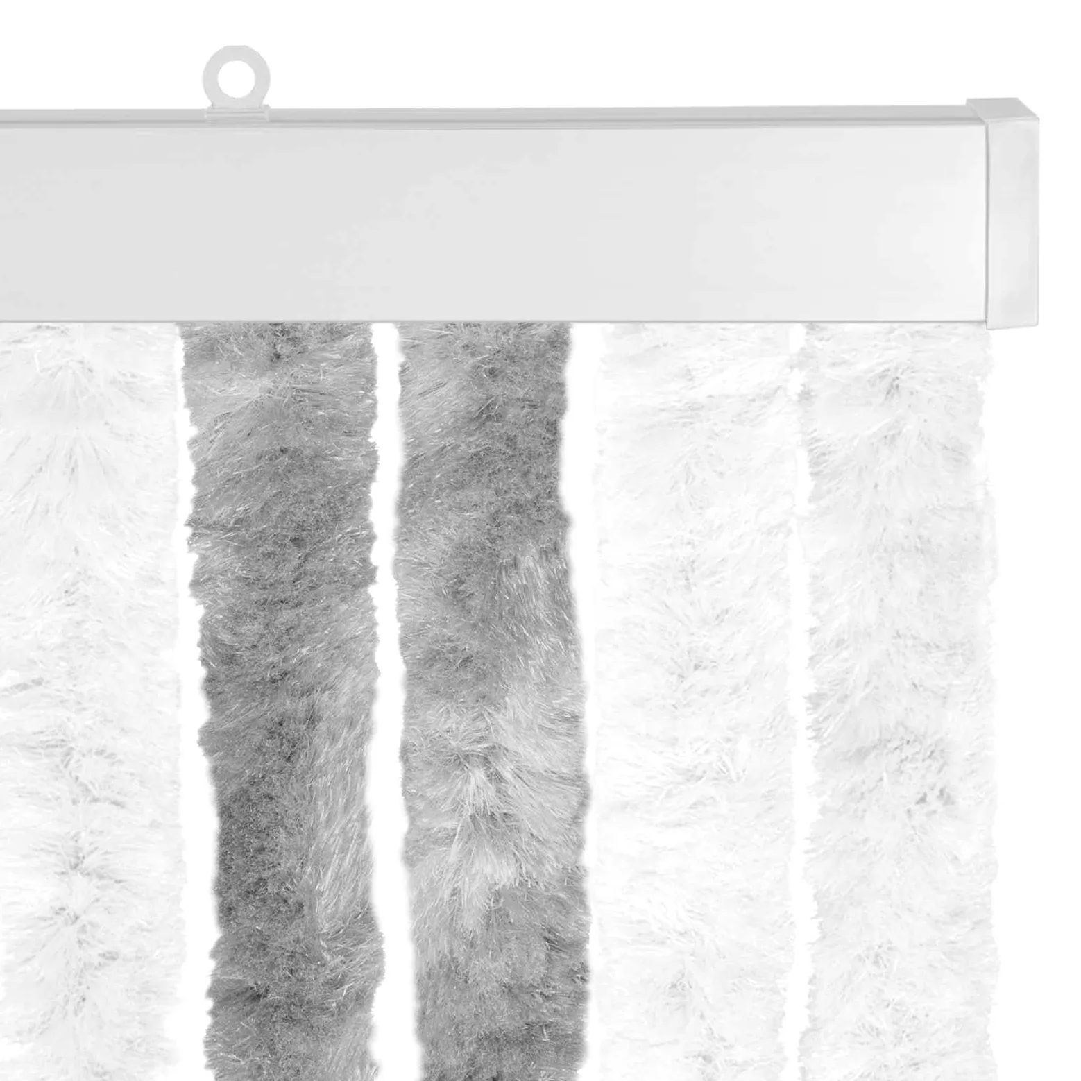 Zanzariera in ciniglia grigio e bianco, 90 x 200 cm, in 100% polipropilene, con ganci, zanzariera per porta, per appartamento, balcone e terrazza