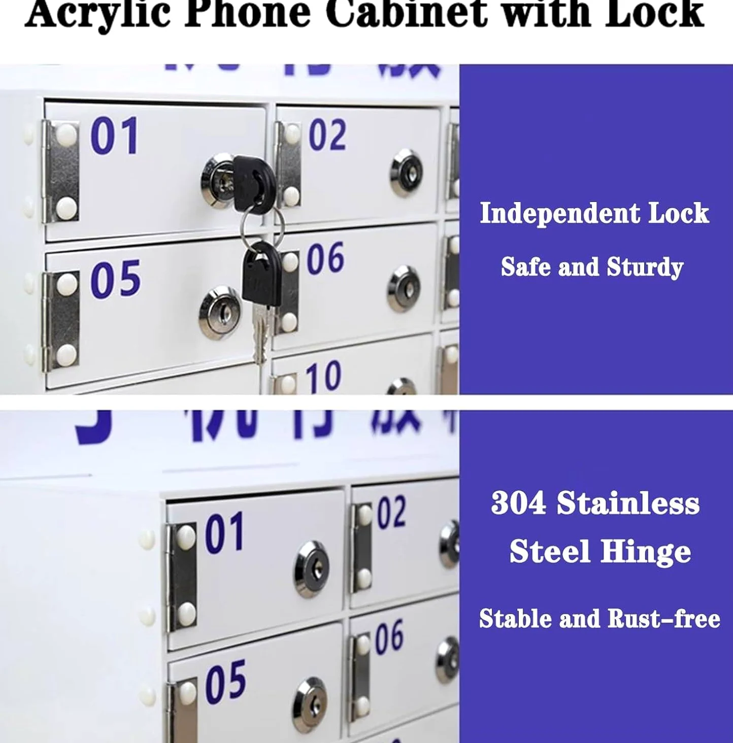 20Slo Acrilico Cellulare Locker Sicuro Telefono Sorage Cabine con Serratura Ideale per Scuole Uffici e EvensMobile Dispositivo Cassetta di Sicurezza