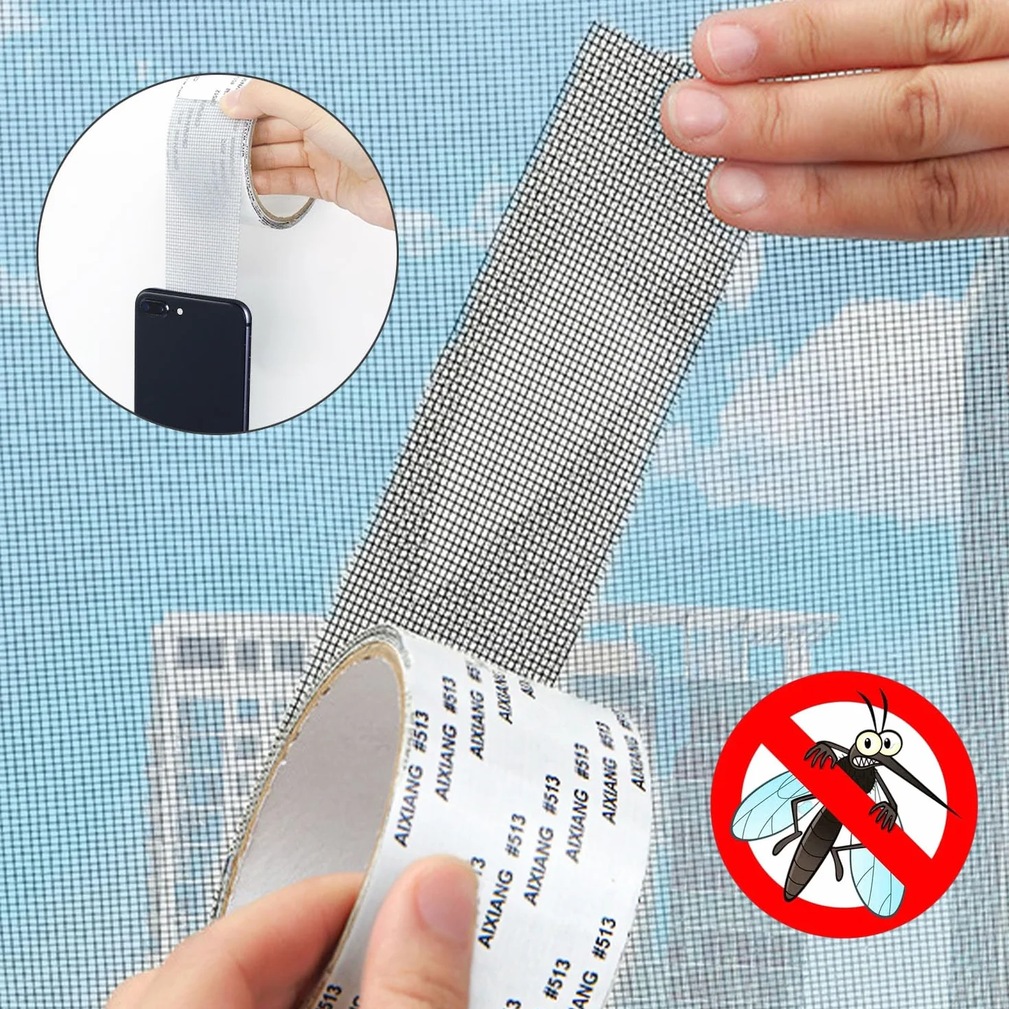 Nastro Ripara Zanzariere Adesivo Invisibile 5cmx2m Grigio