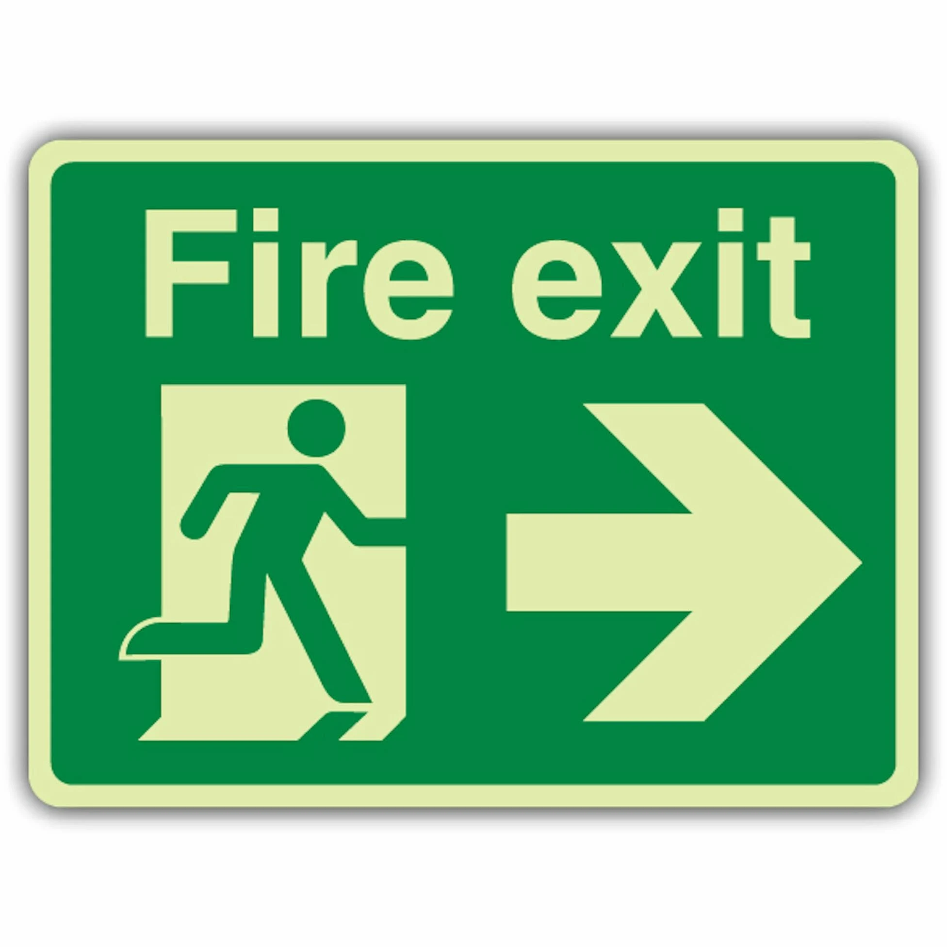 V Safety Glow In The Dark Fire Exit – Man Running – Cartello destro – 600 x 450 mm – Realizzato in vinile autoadesivo triplo bagliore – Segnaletica antincendio – Made in Britain