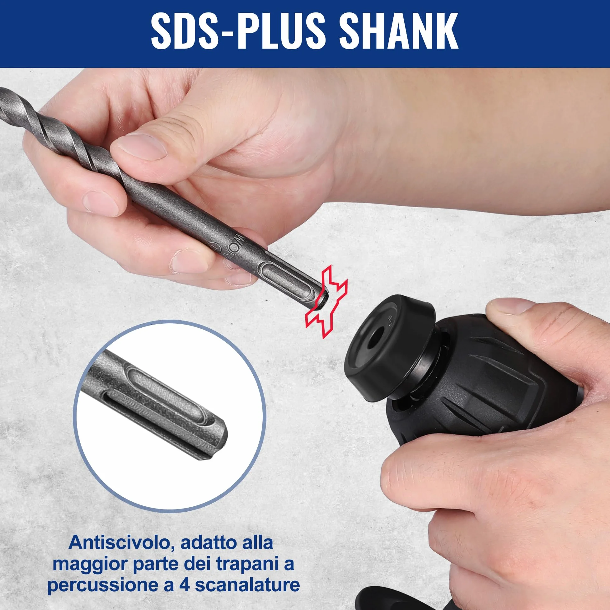 WORKPRO Set 17 Pezzi Punte e Scalpelli SDS Plus per Calcestruzzo Muratura