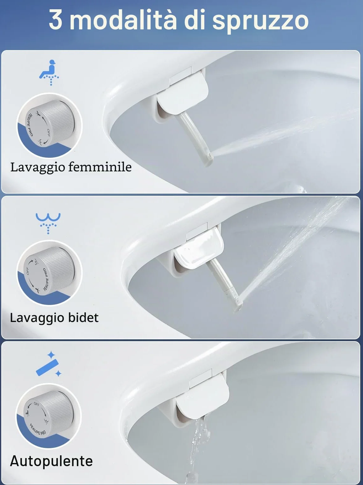 Tavoletta WC Bidet universale Soft Close non elettrico pressione regolabile 42.7x37 cm