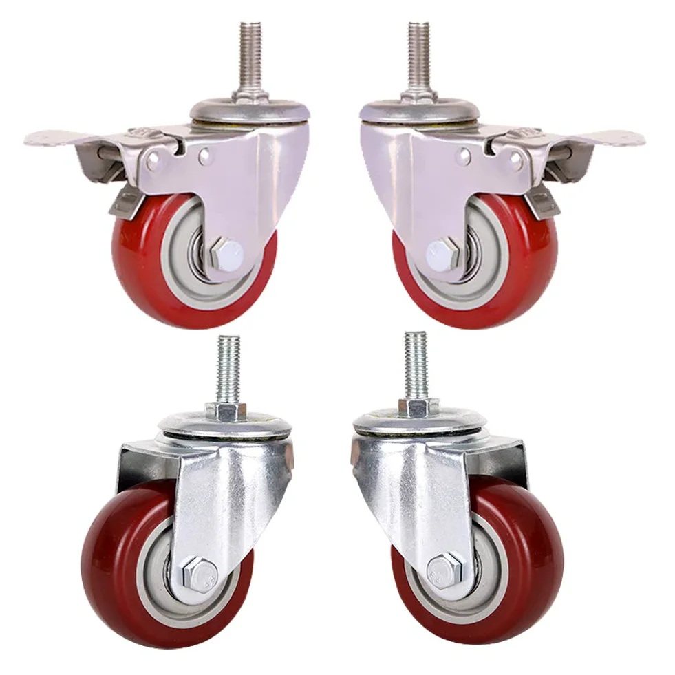 Confezione da 4 ruote girevoli resistenti da 75 mm/100 mm/125 mm, con freno, capacità 360 kg, 480 kg, ruote per trasporto industriale per mobili, silenziose, in nylon e poliuretano, ideali per