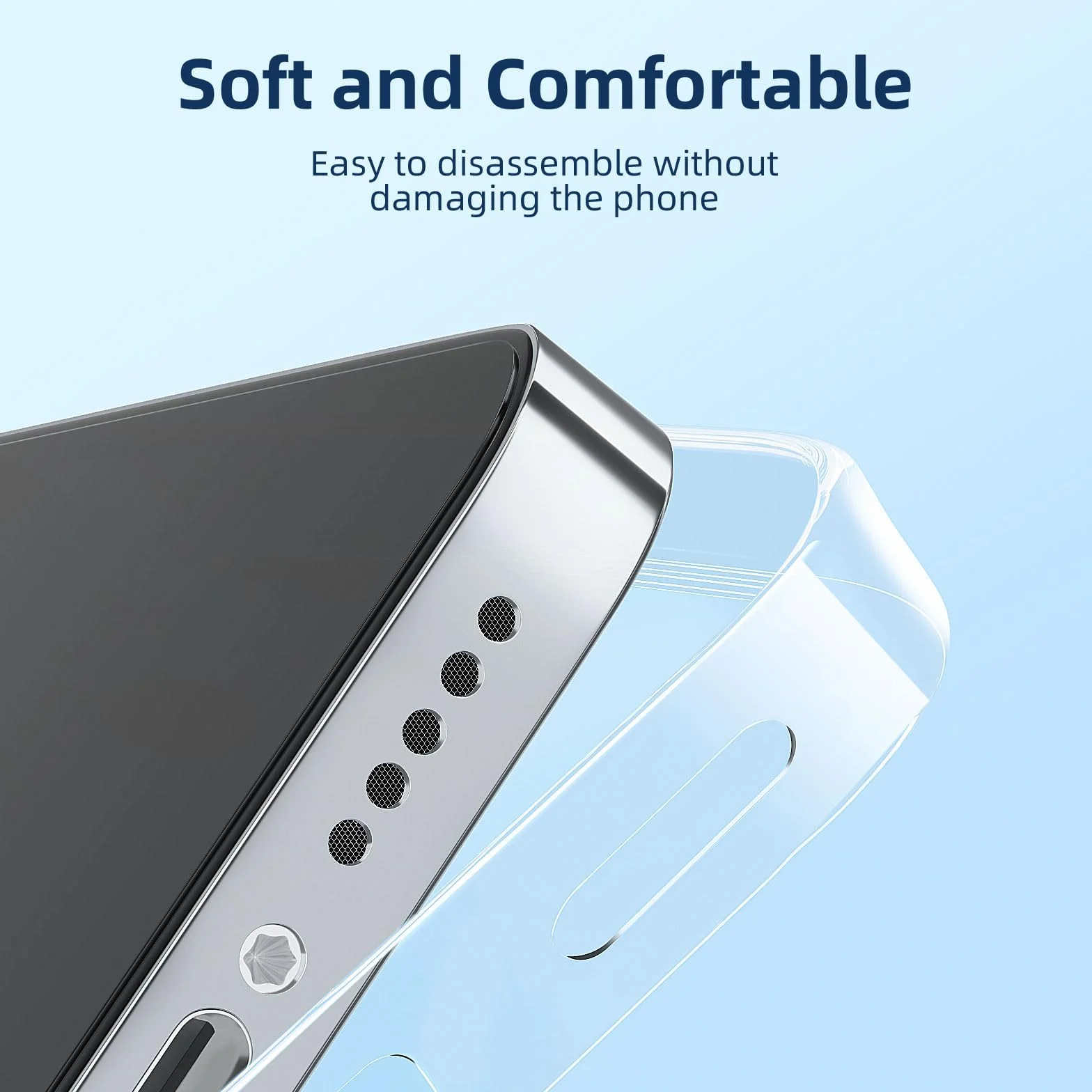 NEW'C Cover per iPhone 14 (6,1 Pollici) Gel TPU in silicone ultra trasparente e 2 × vetro temperato per iPhone 14 (6,1 Pollici), Pellicola proteggi schermo