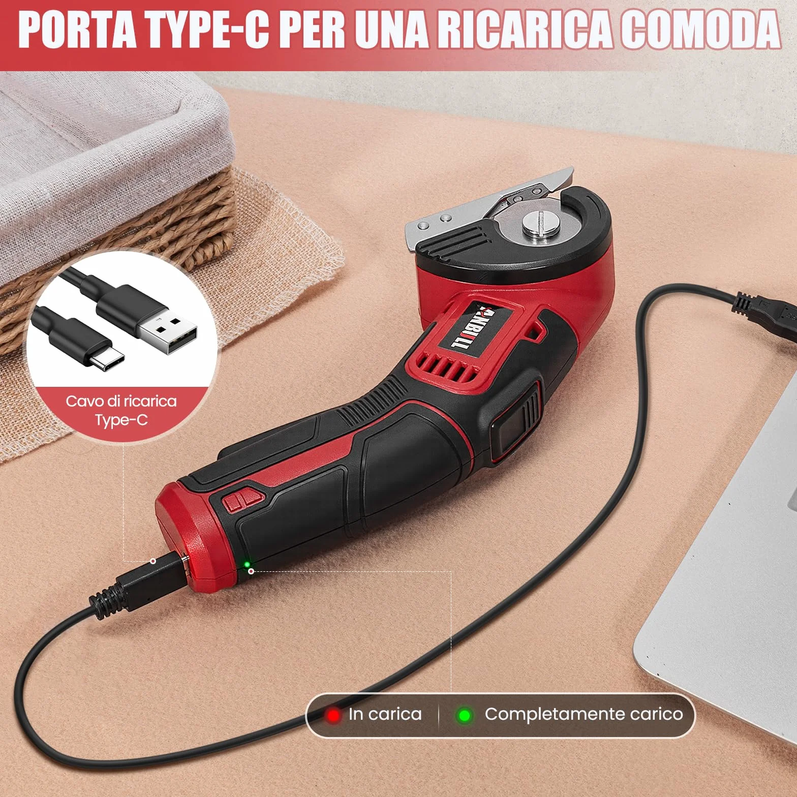 Anbull Forbici Elettriche Senza Fili 4V, Taglierina Elettrica Ricaricabile USB per Cartone Tessuti Pelle
