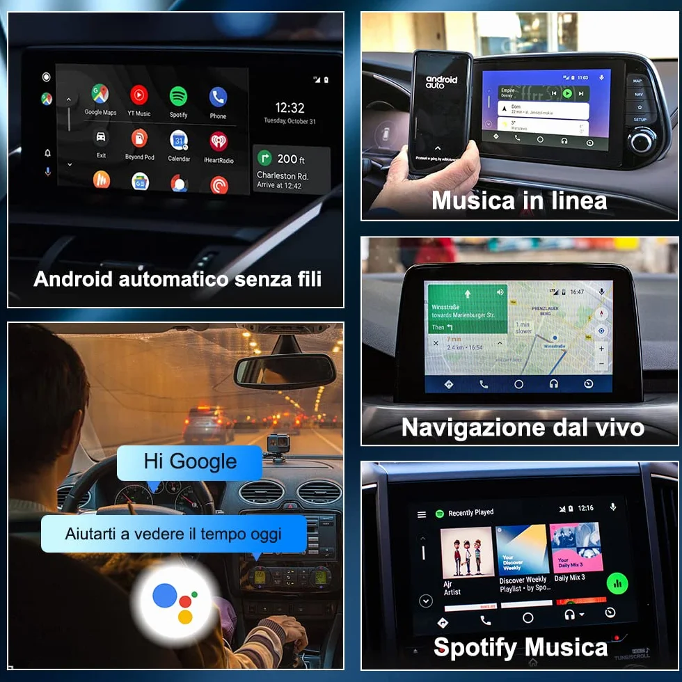 CarlinKit adattatore Android auto wireless，connessione wireless vera, basta plug and play