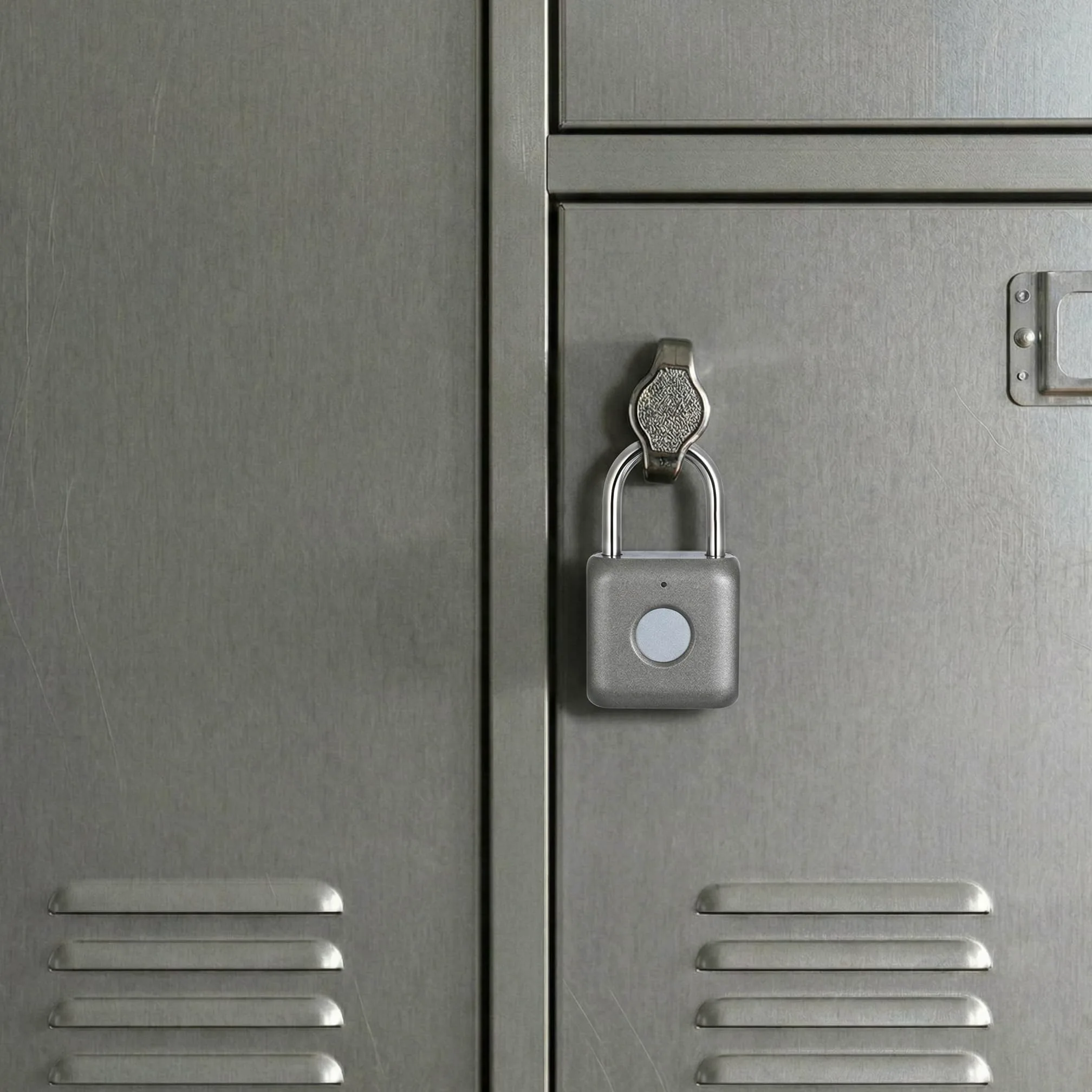 Lucchetto con impronta digitale eLinkSmart Lucchetto a combinazione Keyless Locker Lock per palestra, armadietto, zaino, valigia, bagagli, piccolo lucchetto da palestra in metallo P8 grigio