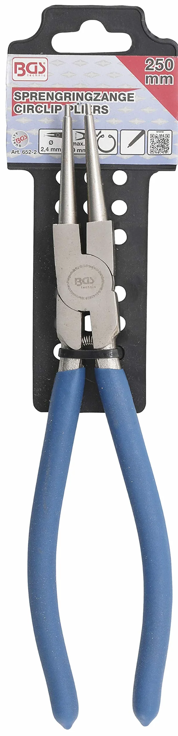 BGS 652-2 Pinza per anelli seeger dritta 250 mm per seeger interni