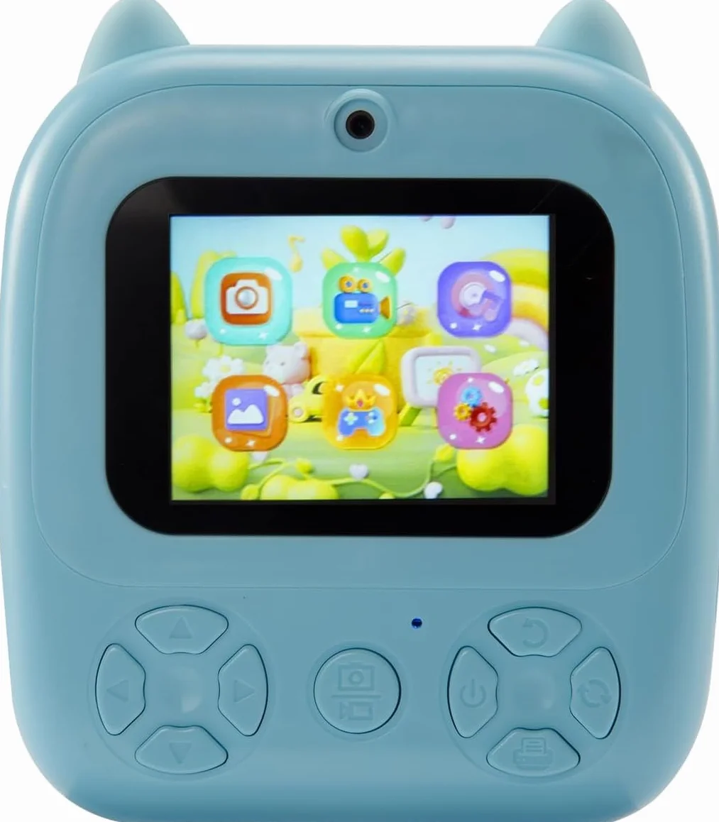 Macchina Fotografica Bambini Istantanea 2.4 Pollici/1080P,32GB Memoria,Slot Espansione Micro SD,3 rotoli di carta da stampa, un regalo perfetto per i tuoi bambini (Blu)