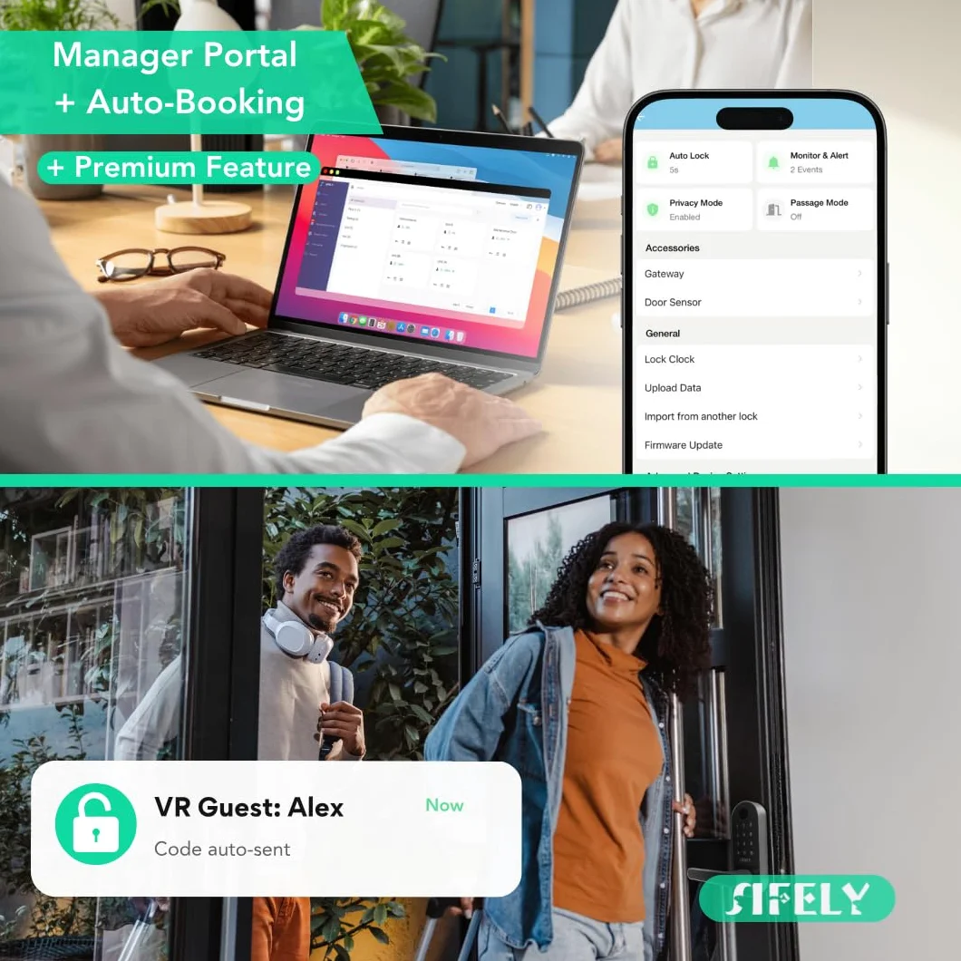 Serratura intelligente WiFi integrata con tastierino: serratura Sifely Keyless Entry, tastiera digitale, catenaccio elettronico con accesso a impronte digitali e codice, blocco automatico, facile da