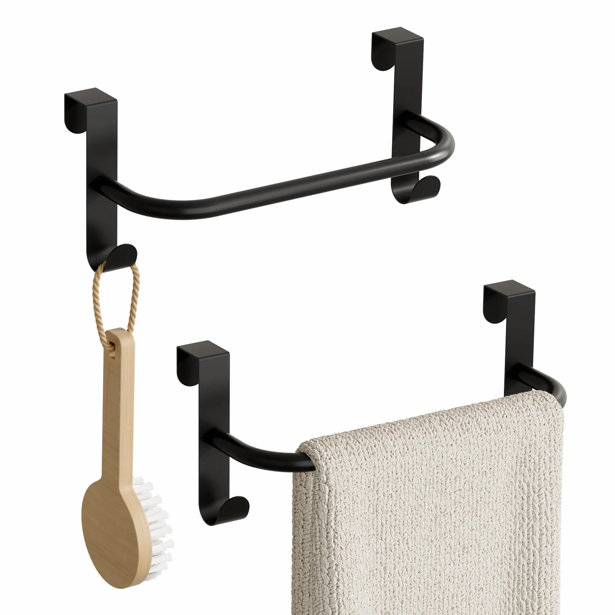 SAYAYO Porta Asciugamani Nero 23CM 2 Pezzi Appendini per Cucina Bagno Senza Forare
