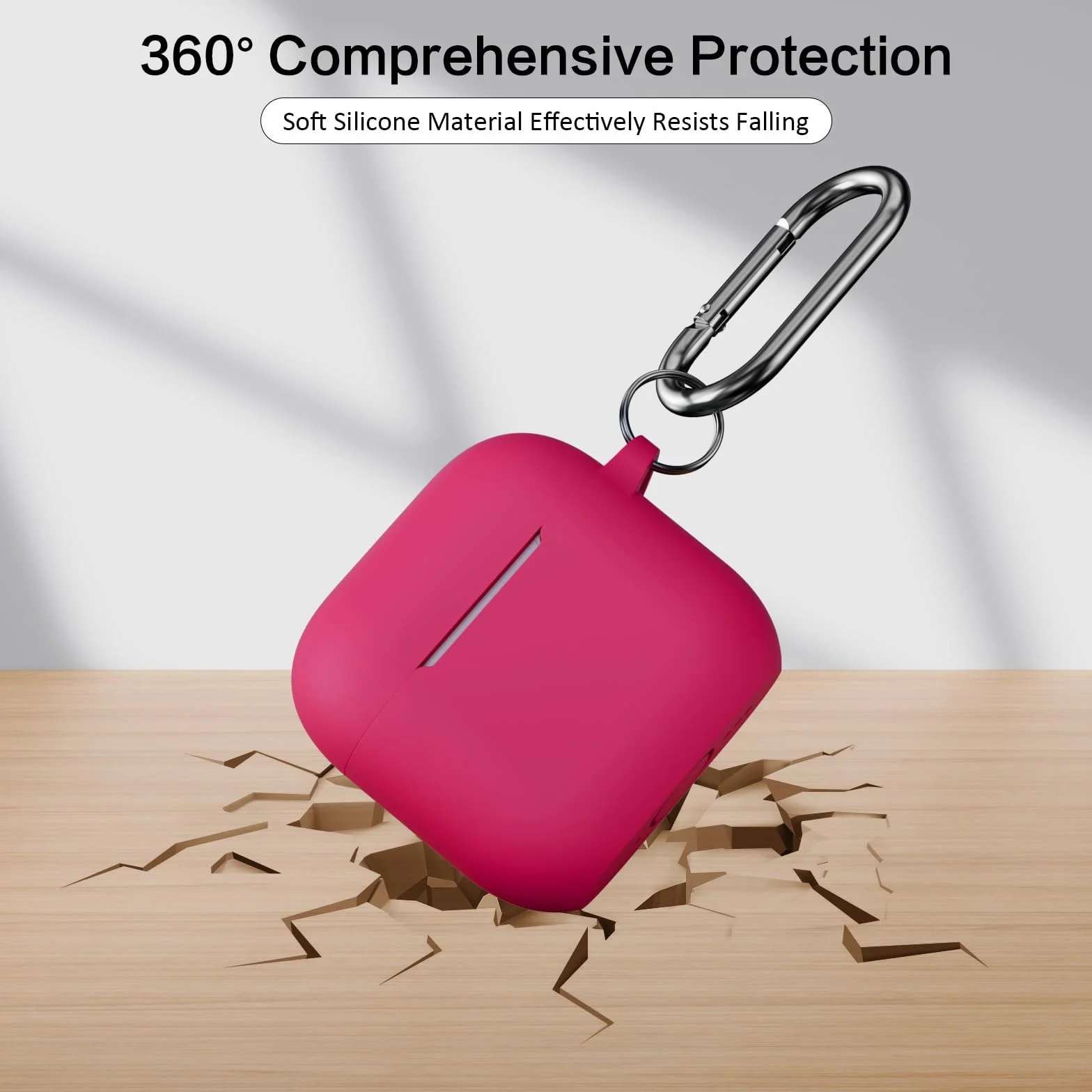 Compatibile con AirPods 4 Custodia Case Cover, Case Protettiva Antiurto Antiscivolo in Silicone per AirPods 4a Generazione (2024) (USB-C) Custodia con Moschettone, Rose Pink