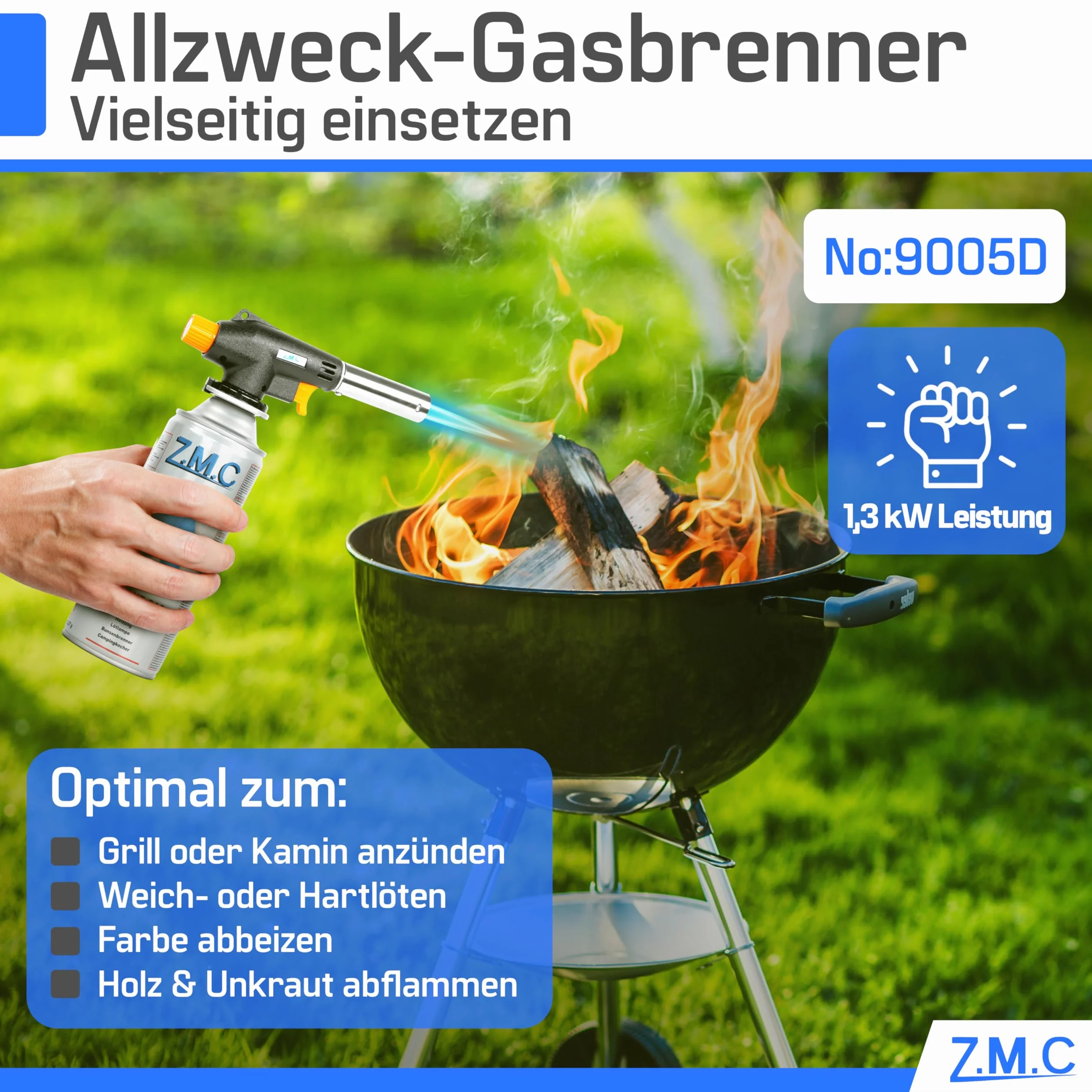 Bruciatore a gas Z.M.C 1300°C fiamma regolabile torcia saldatura cucina 28 cartucce 227g