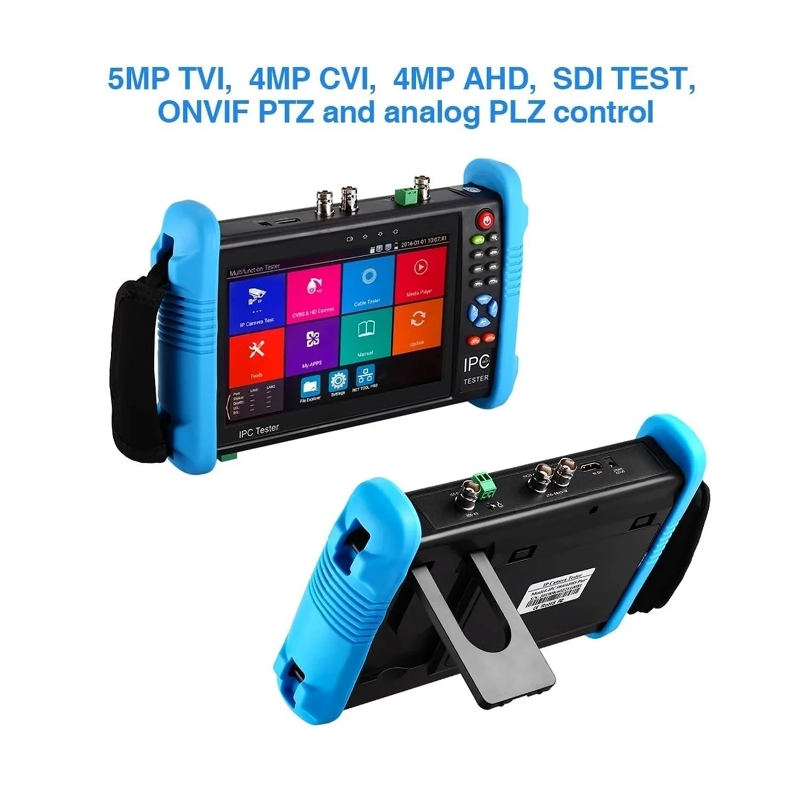 Tester CCTV, Tester for telecamera di sicurezza CCTV 6 in 1 da 7 pollici, supporta TVI8MP, CVI8MP, AHD8MP, EX-SDI8MP, tester portatile con uscita 12V