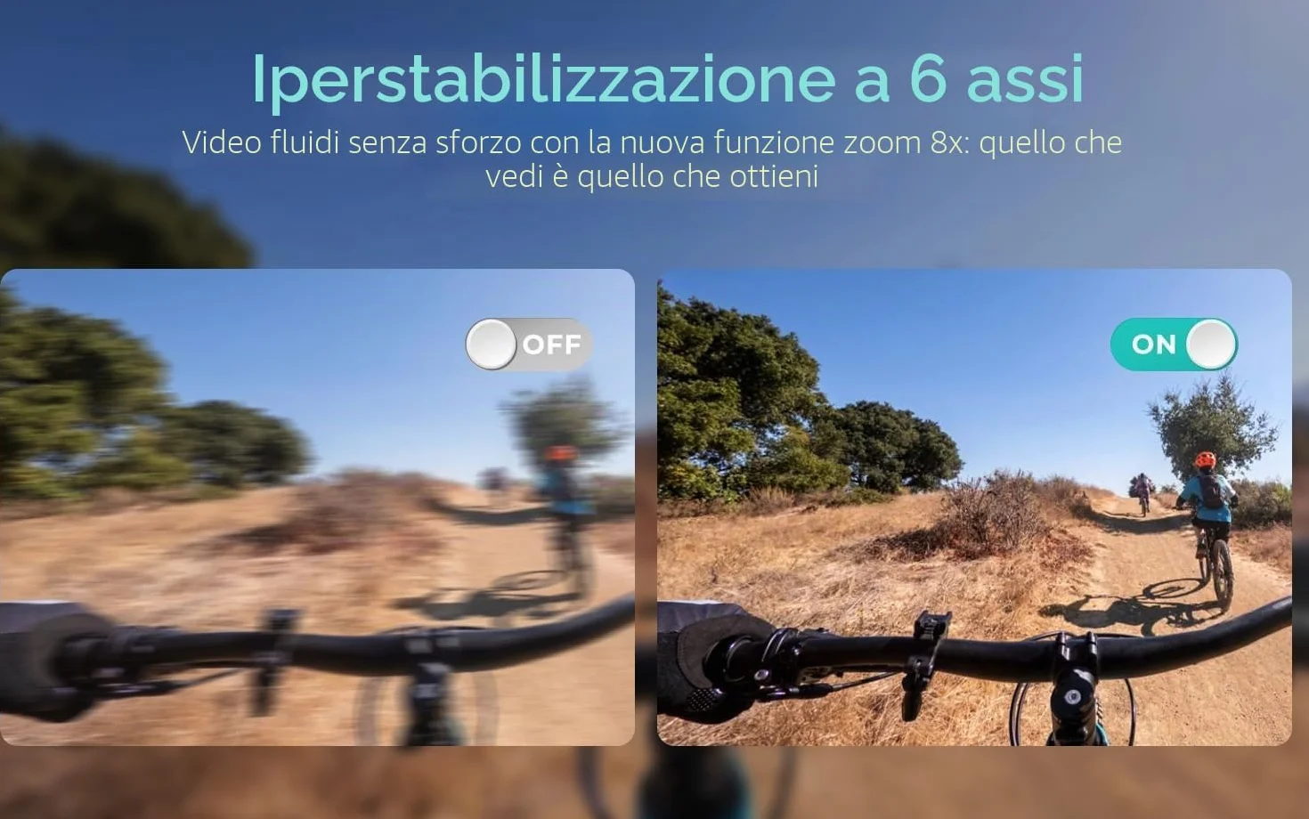 COOAU Action Cam 4K60 fps 64MP WiFi touch screen con microfono esterno, fotocamera subacquea 40 m Type-C EIS stabilizzazione 170° Action Camera 2 x 1350 mAh batterie/accessori