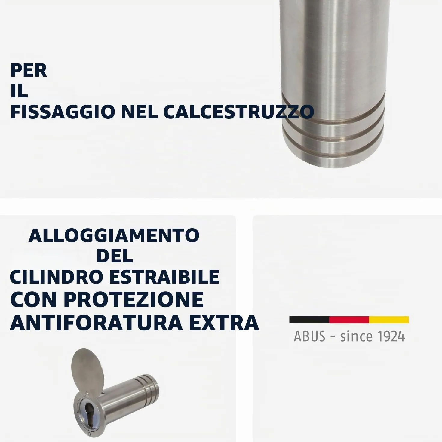 ABUS Cassaforte per Chiavi 729 da Incasso a Parete - Argento | Alloggiamento cilindro in ottone cromato, protezione anti-foratura, diametro installazione 43,5 mm, lunghezza base 120 mm