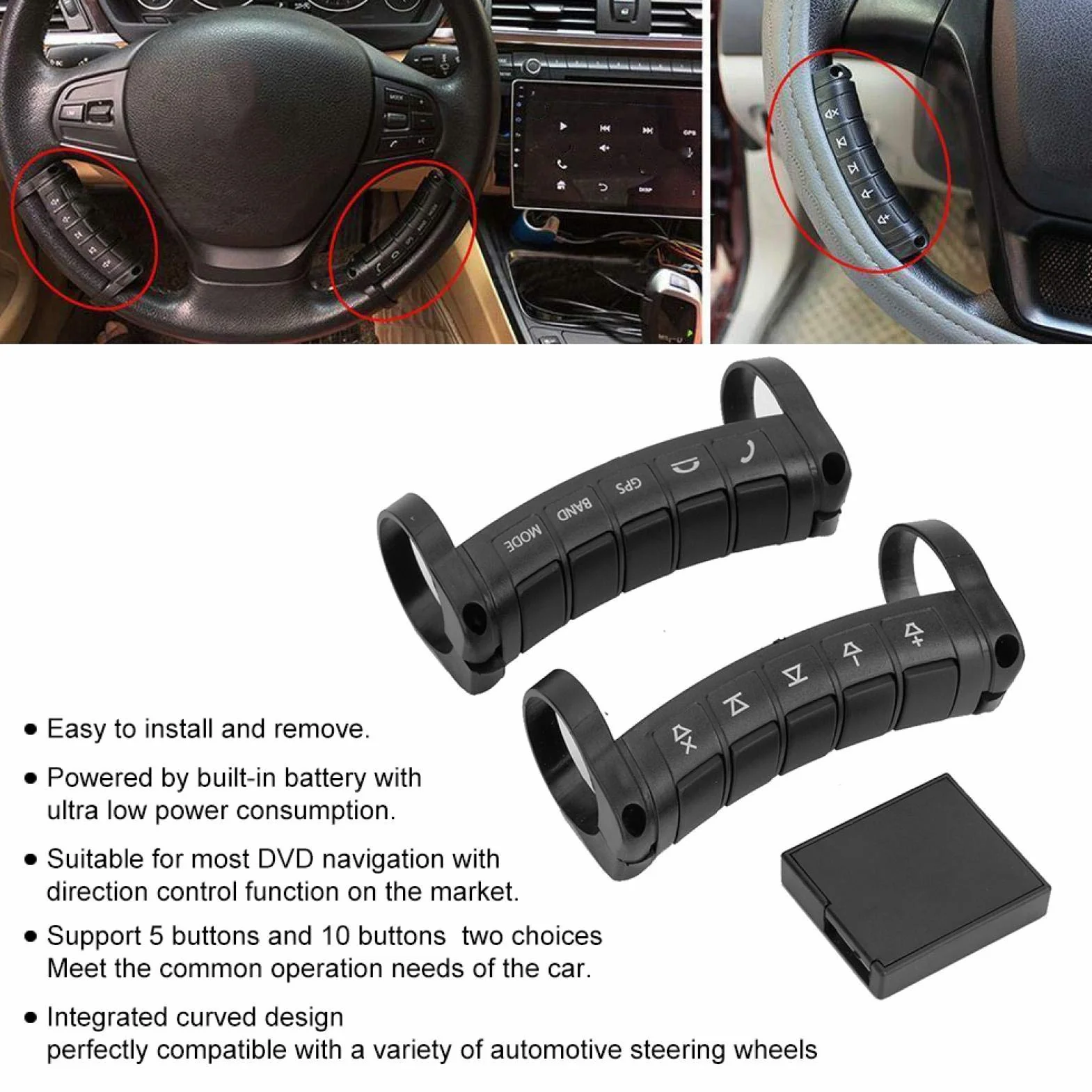 EBTOOLS Telecomando Radio Auto Control Remoto Volante Bluetooth Control Remoto Volante Bluetooth Adatto perSteering Wheel Controller, Universal Car Remote Wireless Dvd Navigation Buttons Controller