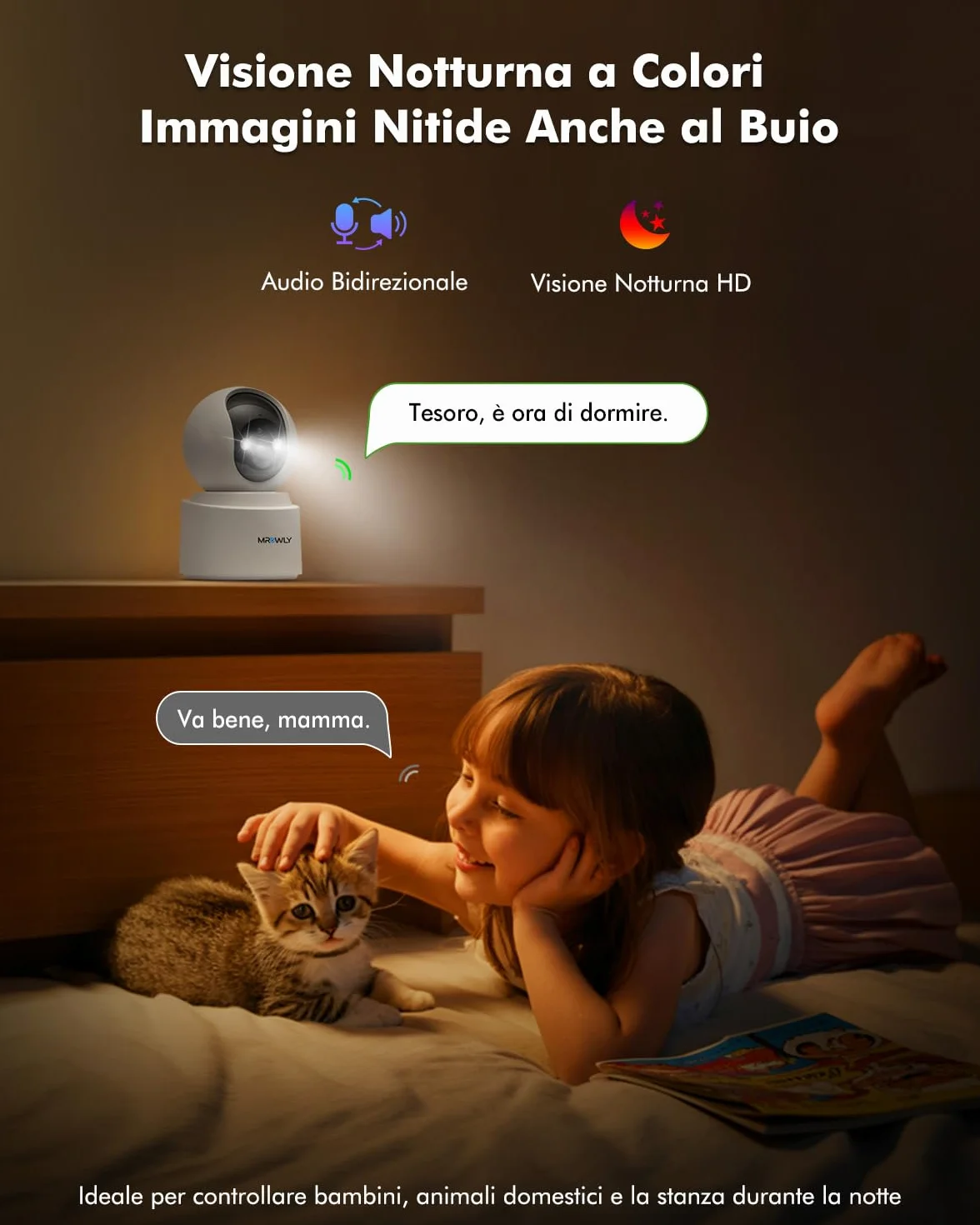 4MP 2,5K Telecamera WiFi Interno Senza Fili con Batteria 6000mAh, Rotazione 360°, Wi-Fi Dual Band 2,4/5 GHz, Rilevamento PIR, Visione Notturna a Colori, Audio Bidirezionale, Senza Forare