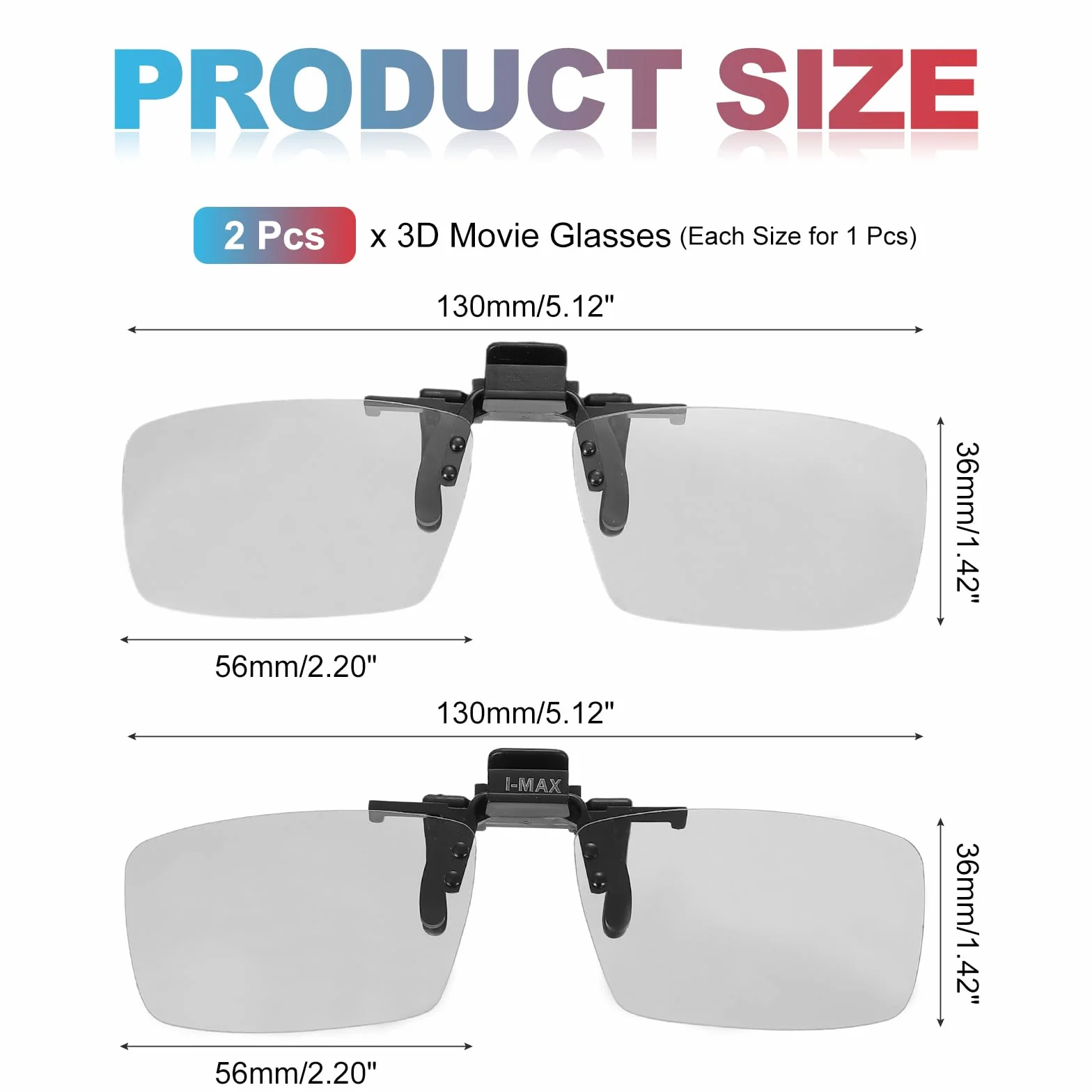 QUARKZMAN 2 Pezzi Occhiali 3D Clip-On Polarizzati, Occhiali 3D Passivi A Cornice Circolare Per Film Anaglifici Cinema Giochi TV Fotoproiettore