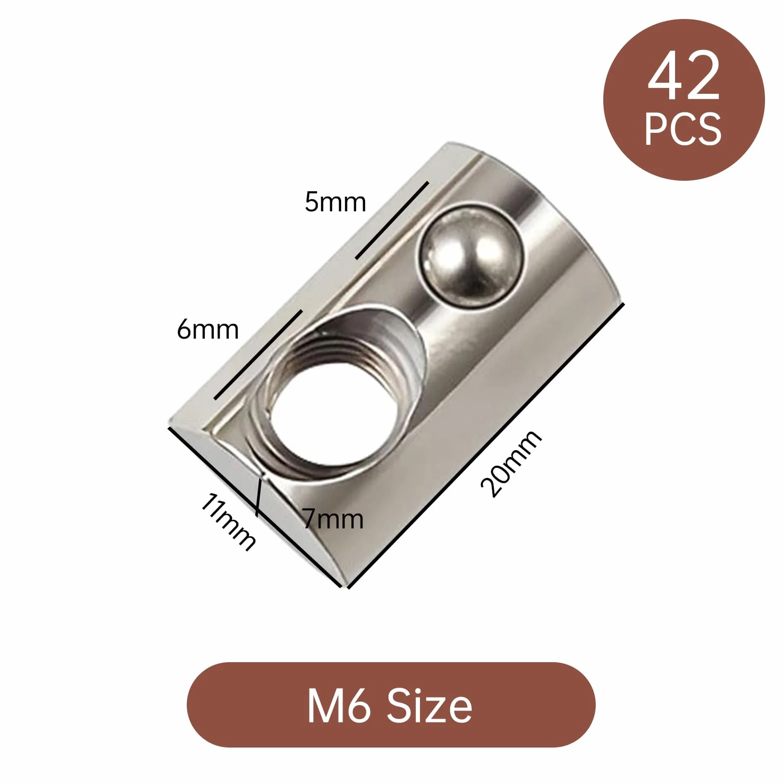 42PCS T Slot Nuts Roll in Primavera M6, Dadi Scorrevoli in Alluminio, Dado Fissaggio Testa a Sfera, T per Mobili per Fissaggi a Dadi a Molla con Intaglio a T (M8-40)