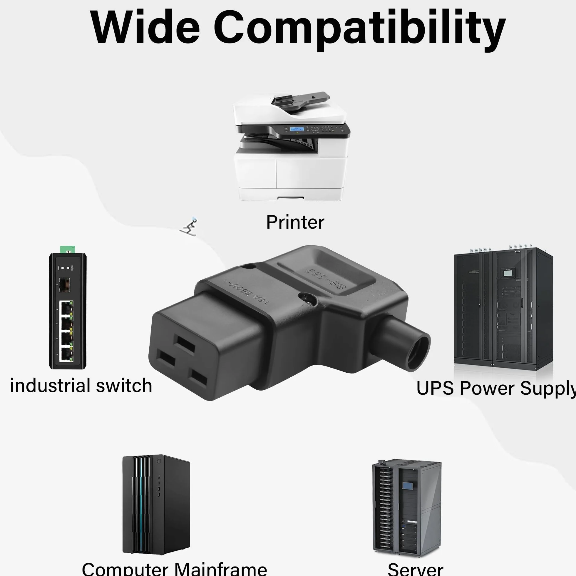 Adattatore CA ad angolo retto IEC320 C19,16 A/250 V C19 staccabile connettore fai da te C19,90 gradi C19 PDU per strisce di alimentazione UPS (C19)