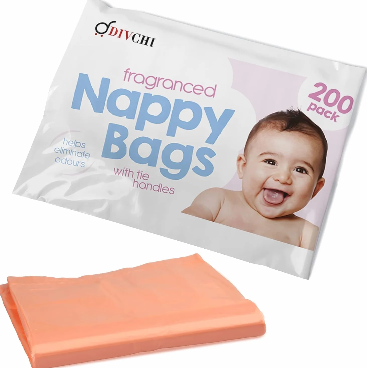 DIVCHI Baby Sacchetti per pannolini usa e getta dispenser antibatterici profumati 4 x 200 pezzi