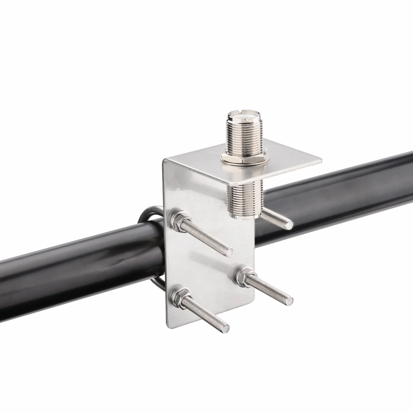 Bingfu Staffa di Montaggio dell'antenna con Bulloni a U, Foro da 16 mm, Compatibile con Radioamatoriali, CB, Include Adattatore UHF SO239-SO239