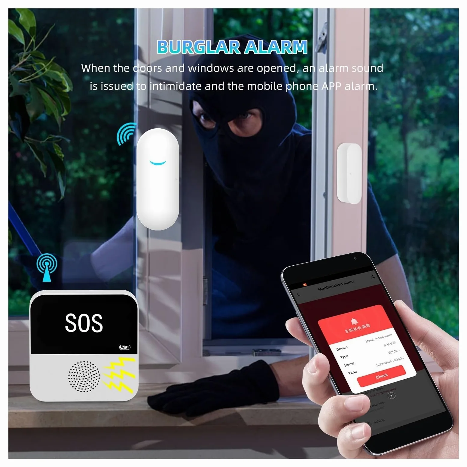Sistemi Sicurezza Casa Wireless WiFi Smart Home Automation di allarme Kit protezione sicurezza con sensore antifurto(KIt F)