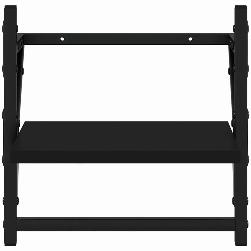 Scaffalature, mensole da parete e sporgenze, mensole da parete con barre, 2 pezzi, nero, 30 x 25 x 30 cm