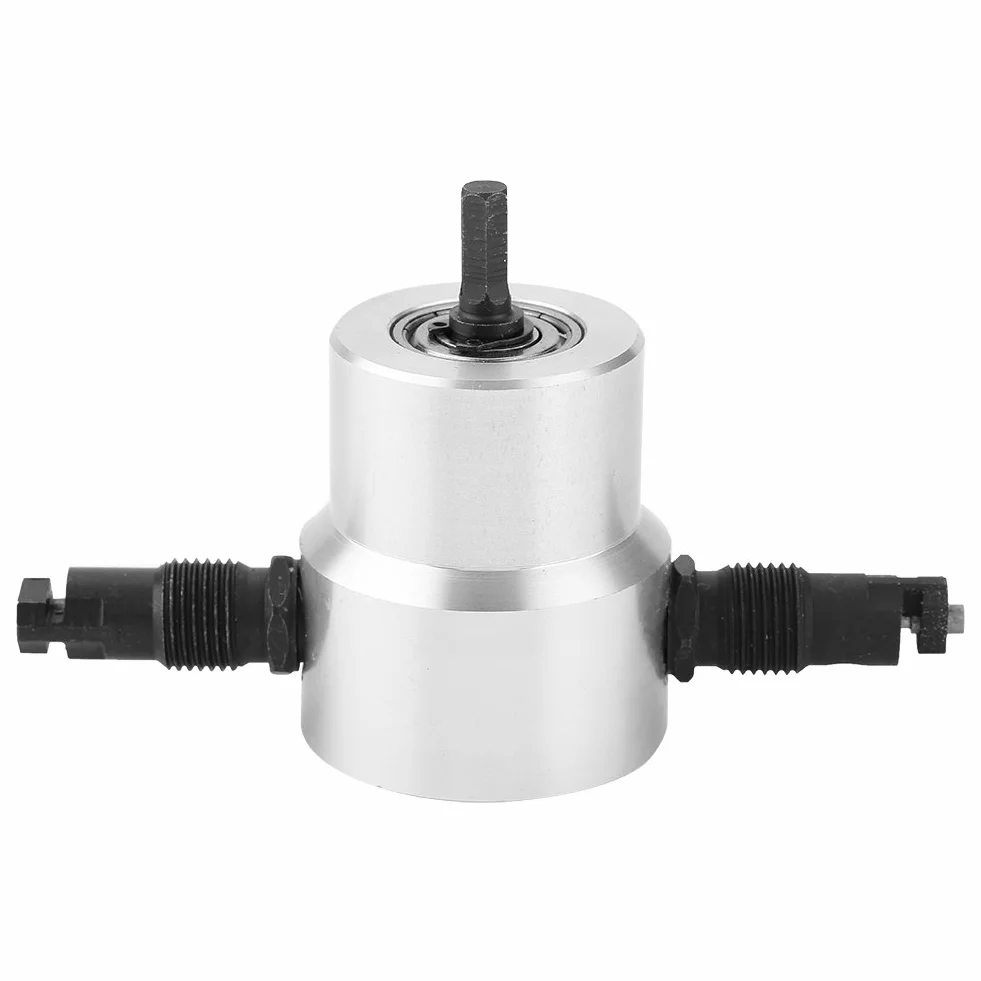 Utensile per Roditrice per Lamiere a Doppia Testa, Attacco per Trapano Taglierina per Roditrici in Metallo con Manico Ergonomico in Plastica e Chiave Utensili da Taglio Roditori
