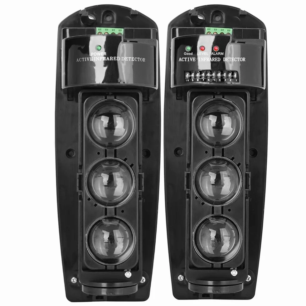 Demeras Rilevatori a Triplo Raggio Allarme a Triplo Raggio Rilevatore LED fotoelettrico a infrarossi Sistema di Sicurezza Trasmissione Wireless per Sistema di Allarme di Sicurezza Domestica(ABE-50)