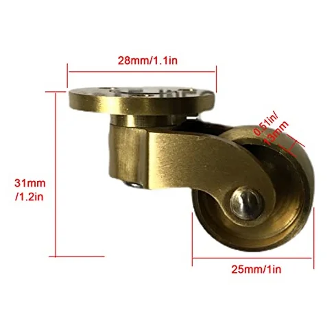Set di Ruote piroettanti Resistenti - Struttura in Ottone Massiccio per Uno Scorrimento Fluido. Perfette per mobili e armadi. Installazione Semplice e affidabile.