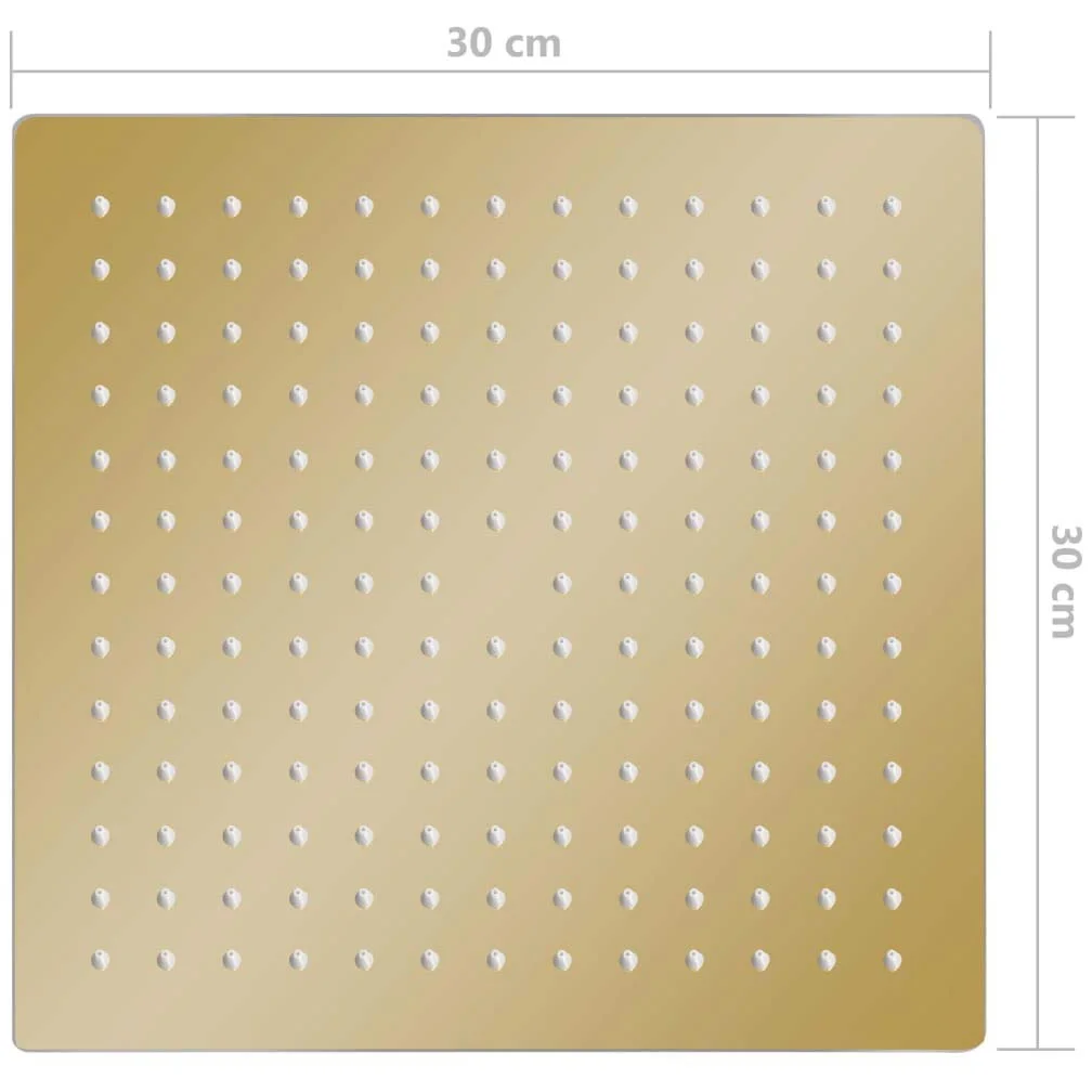 Soffione a pioggia in acciaio inox, 30 x 30 cm, quadrato, dorato, con 168 ugelli anticalcare, per montaggio a parete o a soffitto, risparmio idrico, soffione doccia ad alta pressione, per