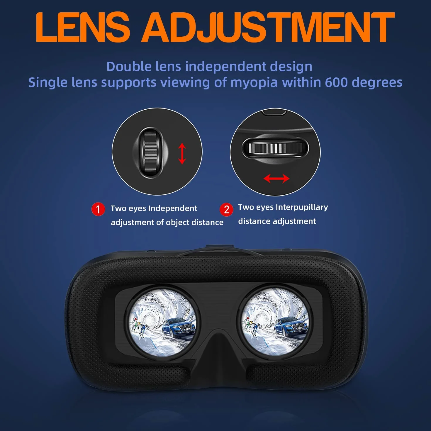 Occhiali VR 3D per Smartphone, 3D Visore Realtà Virtuale, HD VR per Film & Giochi, Compatibile con la Maggior parte degli Smartphone (4,7-6,7 Pollici). Regalo di Natale Perfetto.