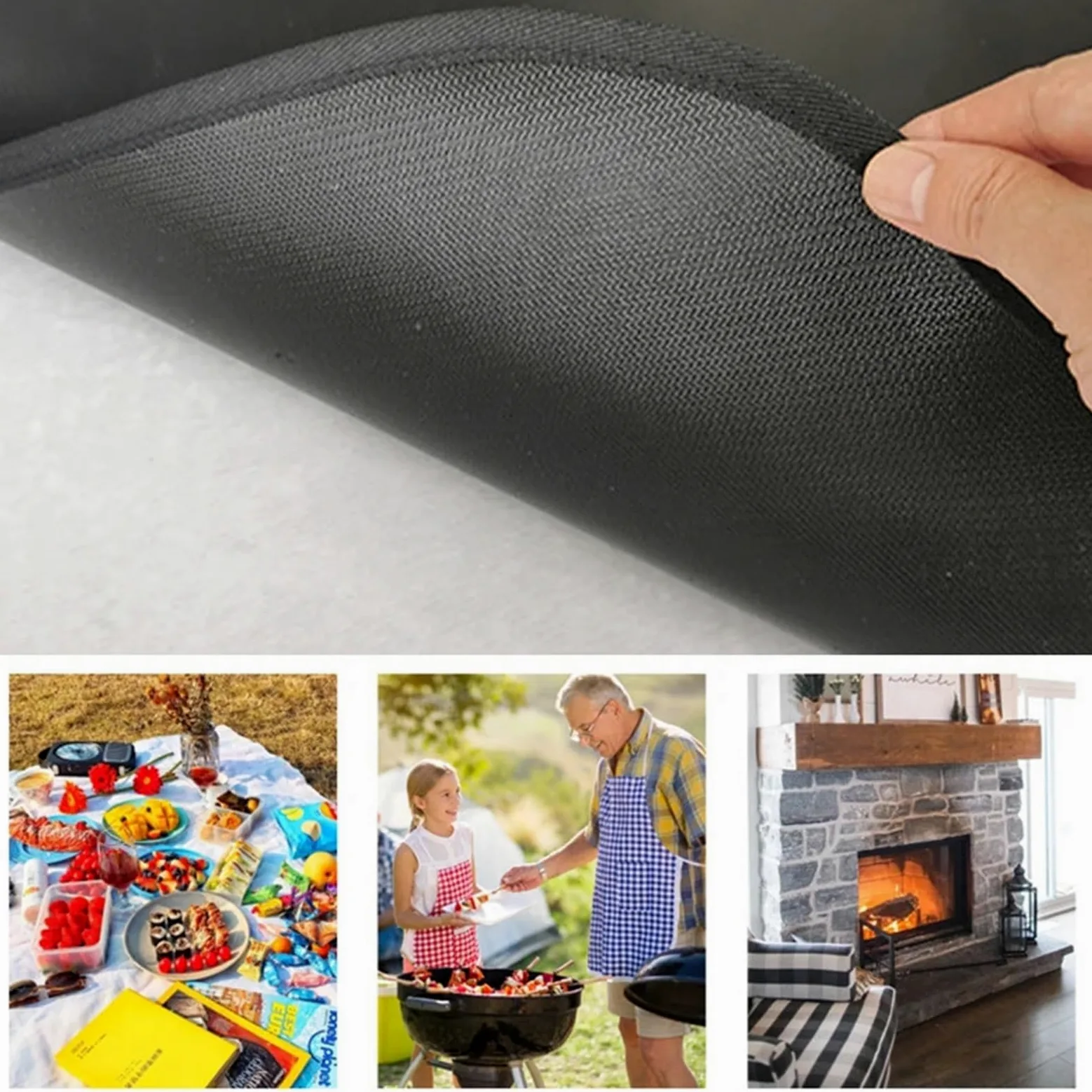 Tappeti Per Camino Tappeti for focolare Tappeto for camino da pavimento semicircolare Tappetino antiscivolo in fibra di vetro a 2 strati Stufa for interni ed esterni(122X76CM)