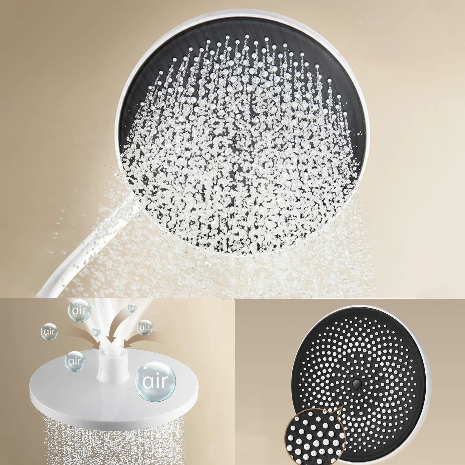 Sistema Doccia Bianco con Rubinetto a Parete, beccuccio per Vasca, Accessori per Il Bagno, soffione a Pioggia, doccetta a 3 modalità e doccetta per Bidet