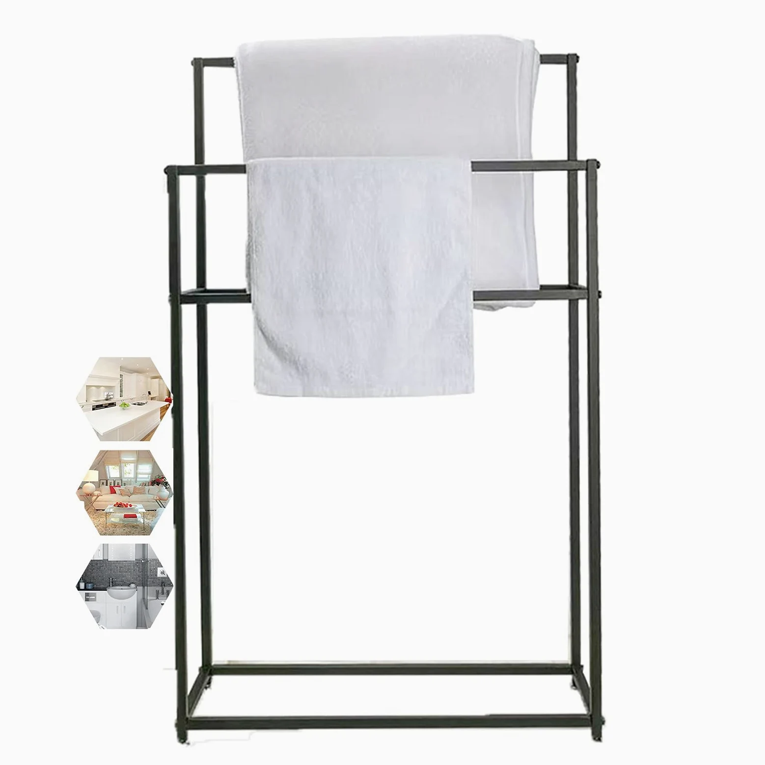 VASDEV Portasciugamani Opaco Portasciugamani autoportante, Portasciugamani in Metallo, Resistente e antiruggine, portaoggetti per Il bagno/65X20X110 Cm (75x20x110 cm)