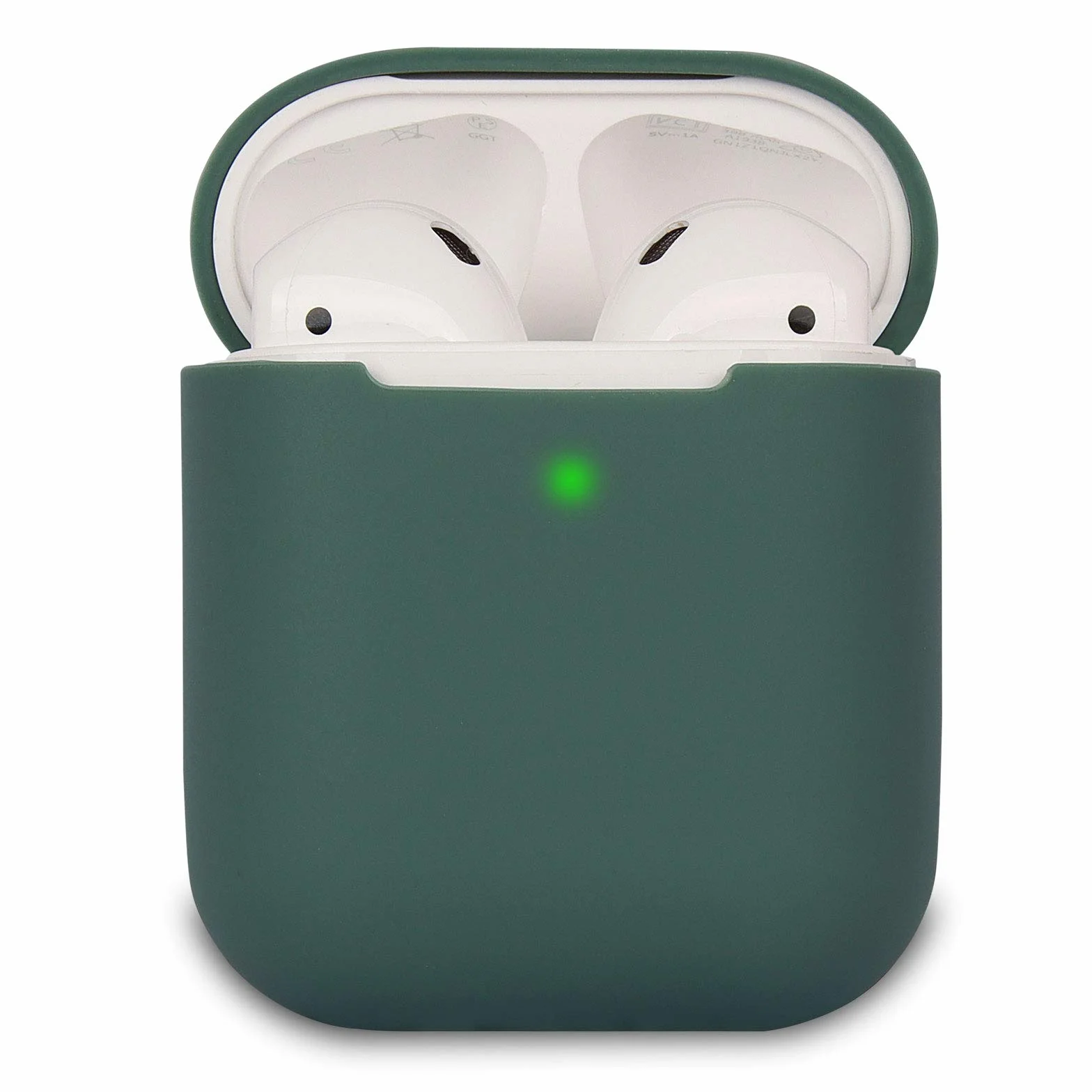 Custodia in Silicone Compatibile con AirPods 2 Custodia, Silicone Protettiva Case Cover per Airpods 2, LED Anteriore Visibile, Deep Green