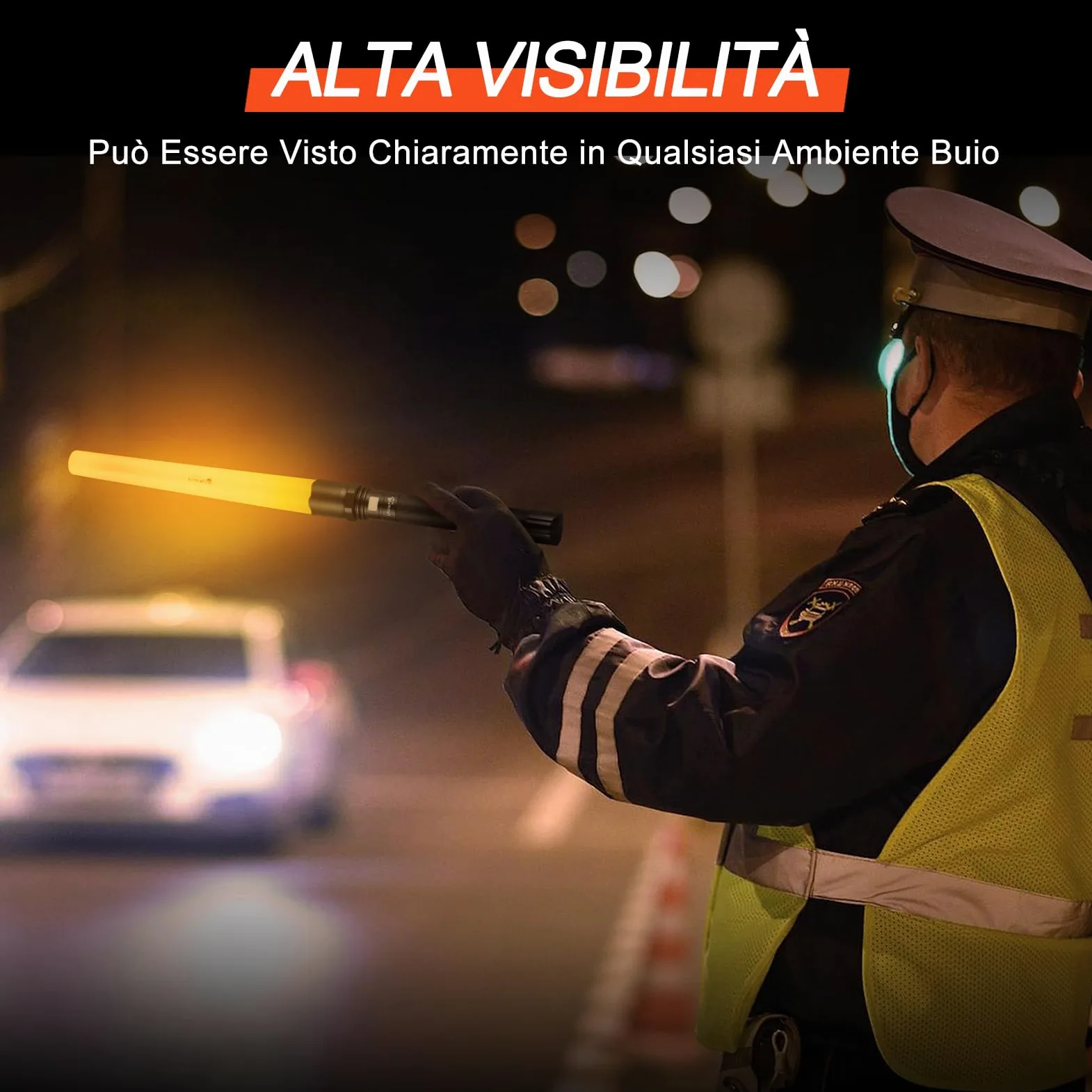 UltraFire Torcia a LED da 19 pollici, con barra di segnalazione da 850 lumen, 3 modalità con lampeggiante rosso per il controllo del traffico, aeroporto, vigili del fuoco, parcheggio, emergenza, UF