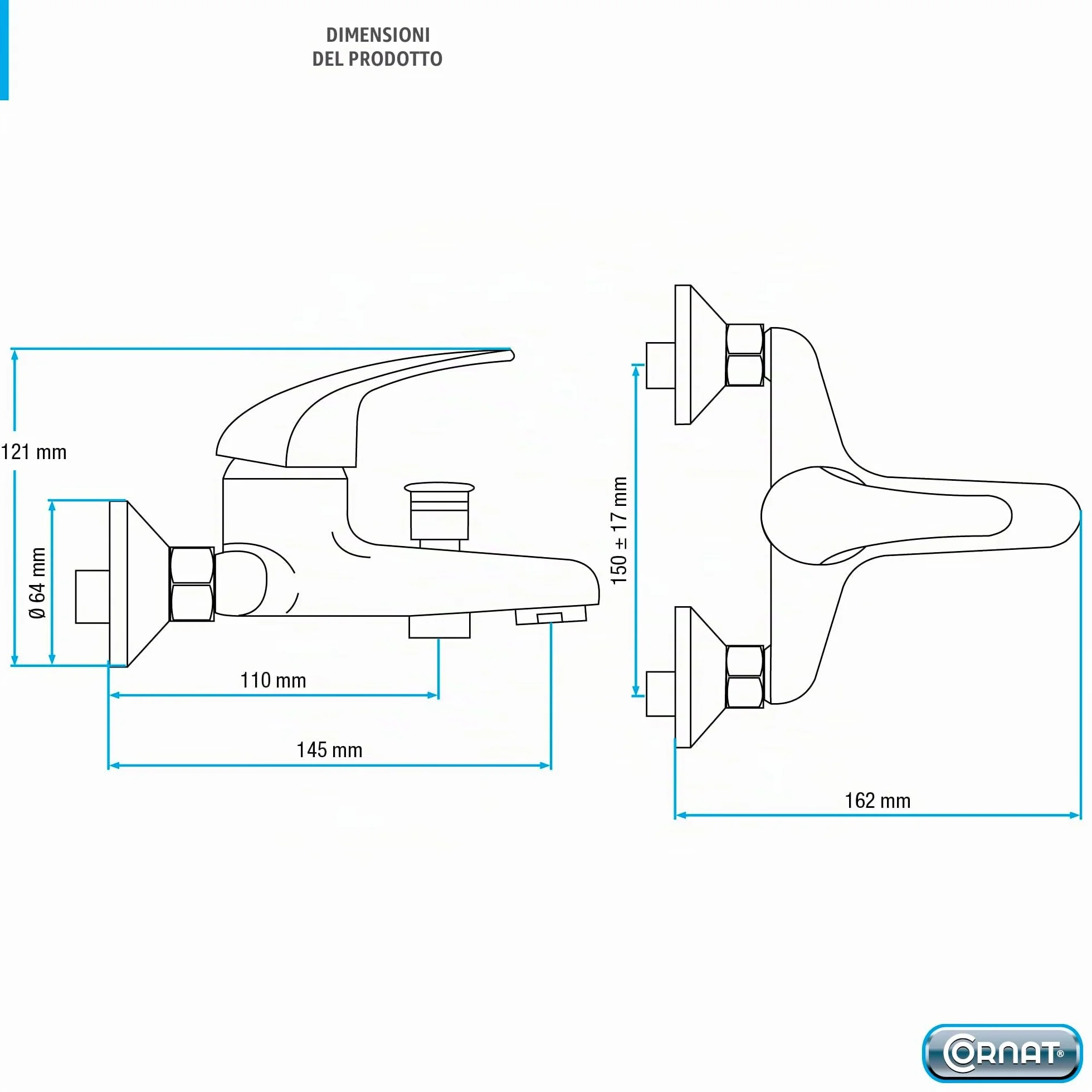 PICCOLO SA841 Miscelatore monocomando vasca da bagno cromato