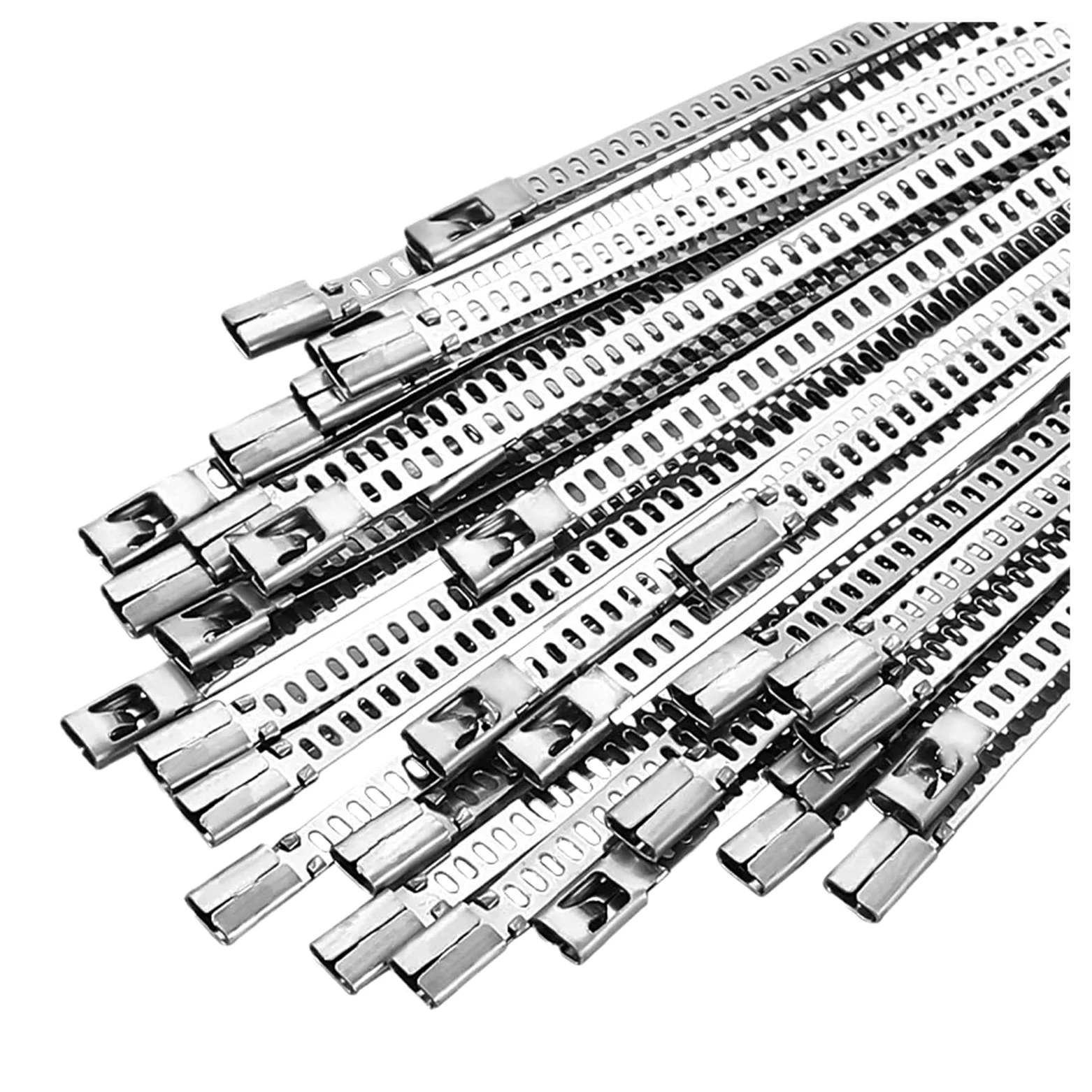 Fascette per cavi in ​​acciaio inossidabile da 100 pezzi Fascetta per cavi autobloccante per carichi pesanti da 5 mm, Fascette di bloccaggio per avvolgimento di scarico in metallo multiuso(5x300mm)