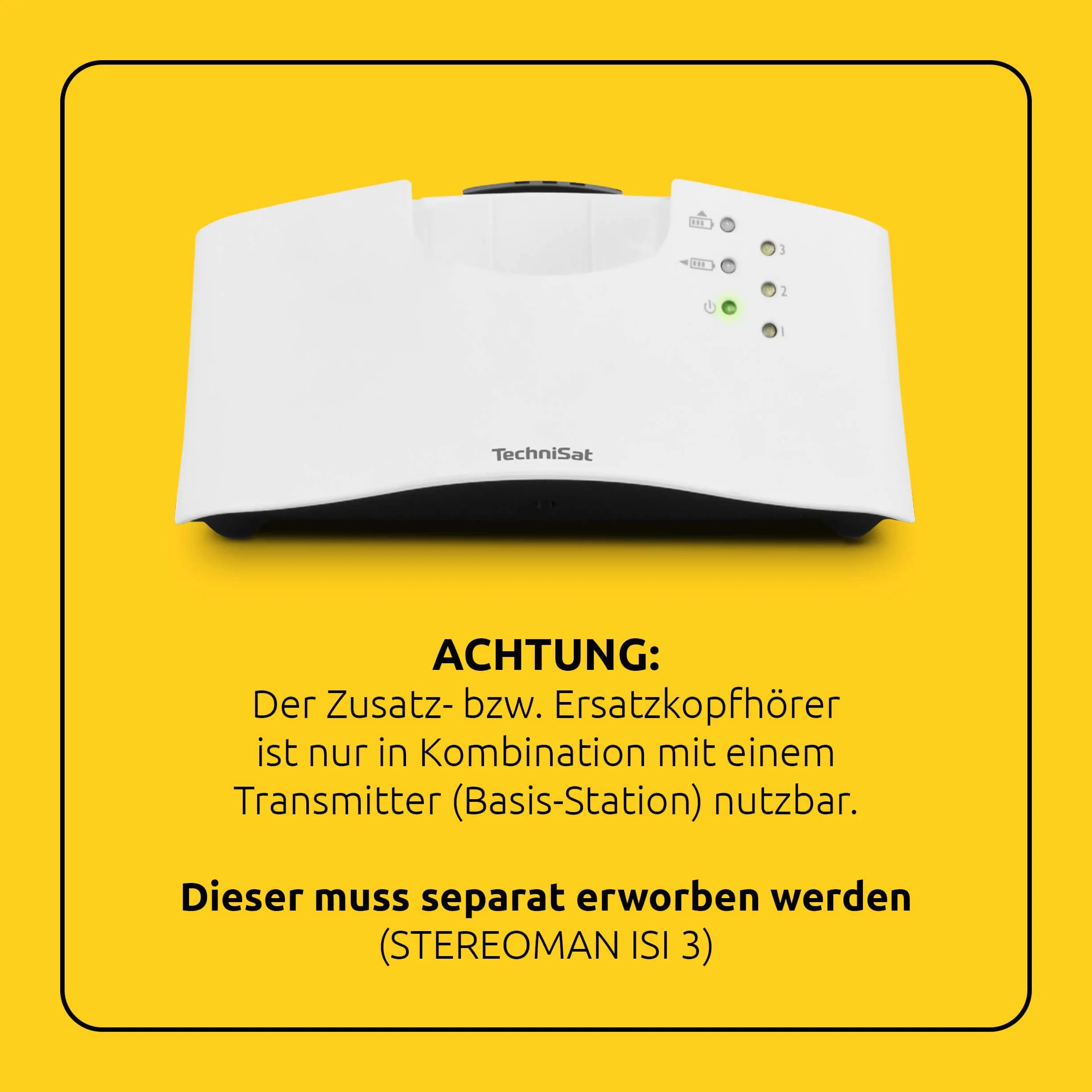 TechniSat STEREOMAN ISI 3 – Cuffie (secondo auricolare, senza fili stereo con batteria, senza trasmettitore, solo compatibile con STEREOMAN ISI 3) bianco