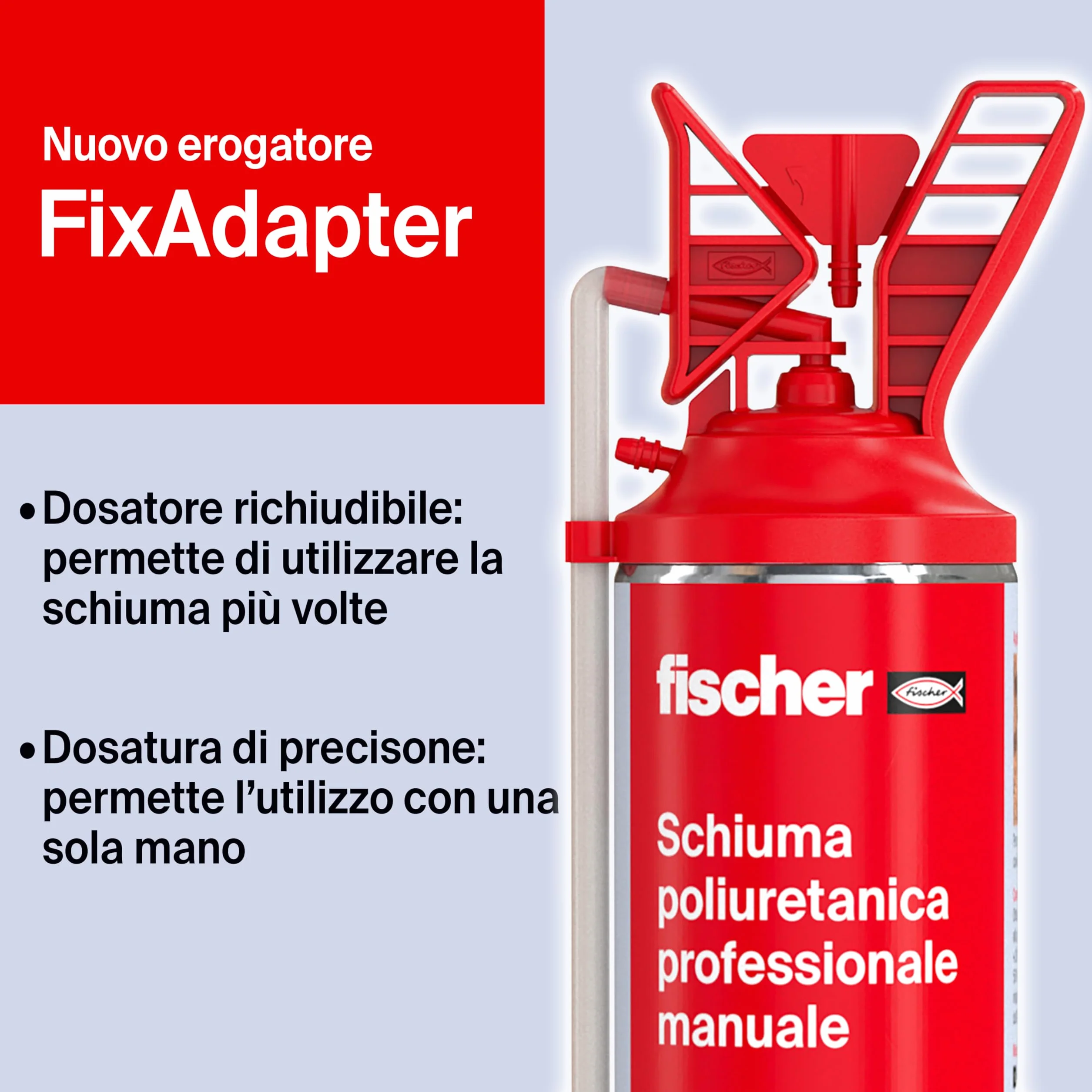 Fischer Schiuma Poliuretanica Professionale PU 750 con Erogatore B2 Resistente Pressione Fuoco Isolante Sigillante