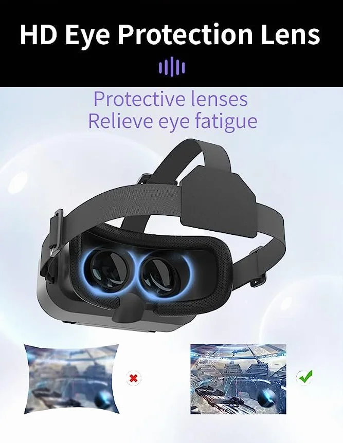 Occhiali VR per cellulare con telecomando, 3D VR Glasses Virtual Reality Occhiali PC Intrattenimento Anti Luce Blu Fit iPhone & Android 5.0-7.2 pollici