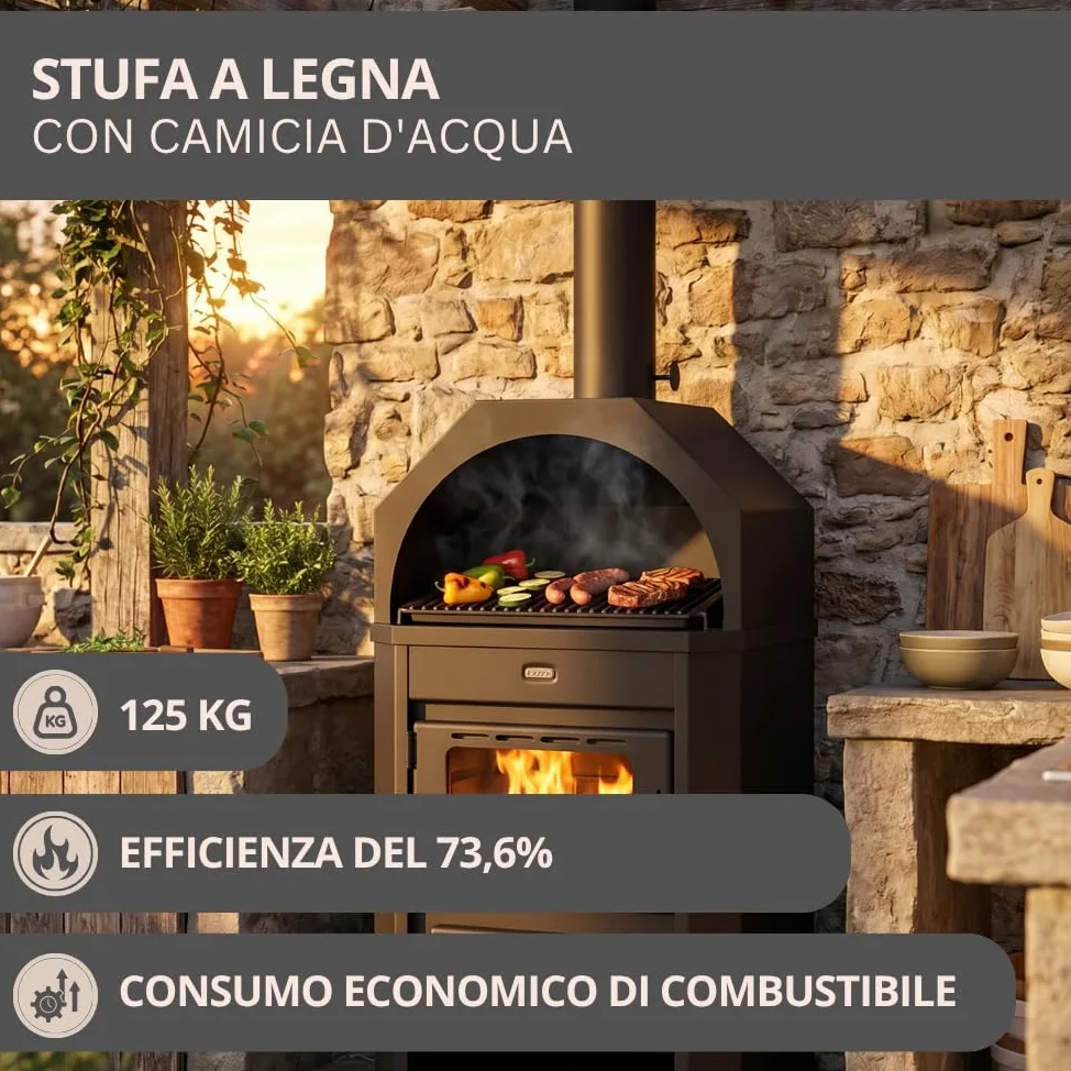 Prity - Stufa a legna tradizionale, autoportante, certificato CE, in pietra refrattaria, conforme alla norma EN 13240