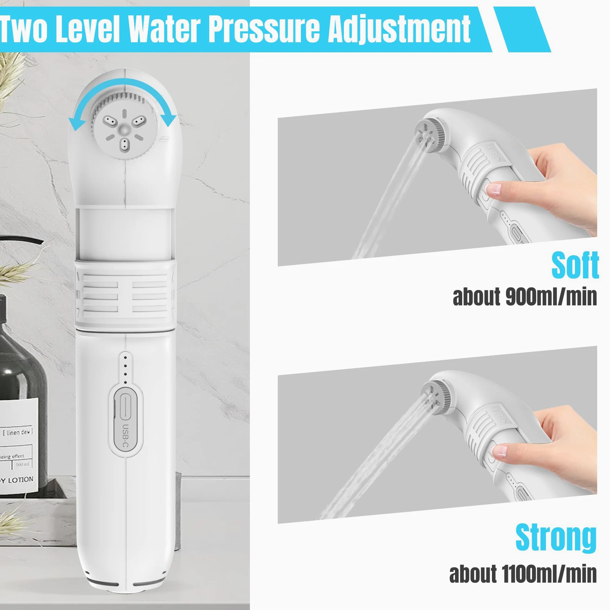 Spruzzatore portatile per Bidet per bagno, Bidet portatile elettrico da viaggio, Igiene delle parti intime con serbatoio 2,5 l per auto, bagno, WC, campeggio, nero