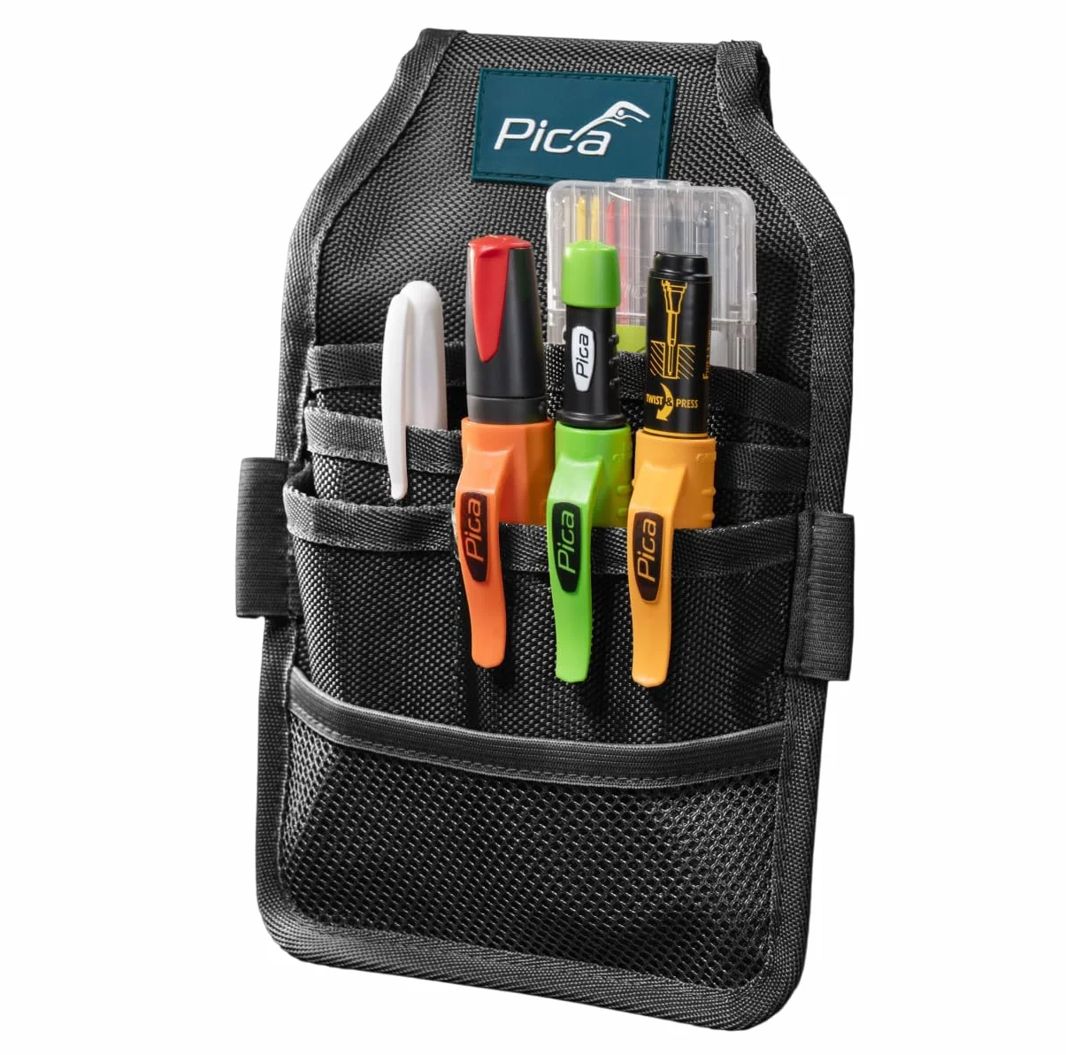 Pica Master Belt 55060 Borsa da cintura portautensili con Pica Dry 3030, mine Dry 4020, Ink nero, Visor Permanent 990/40, Instant-White 532